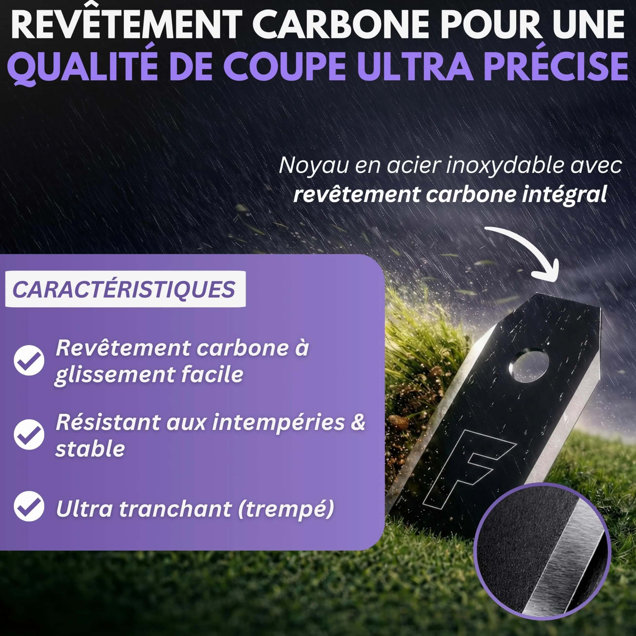 Lames de Tondeuses Robots Carbone Filzada 45x Compatible Husqvarna Automower Gardena Sileno Yard Force
