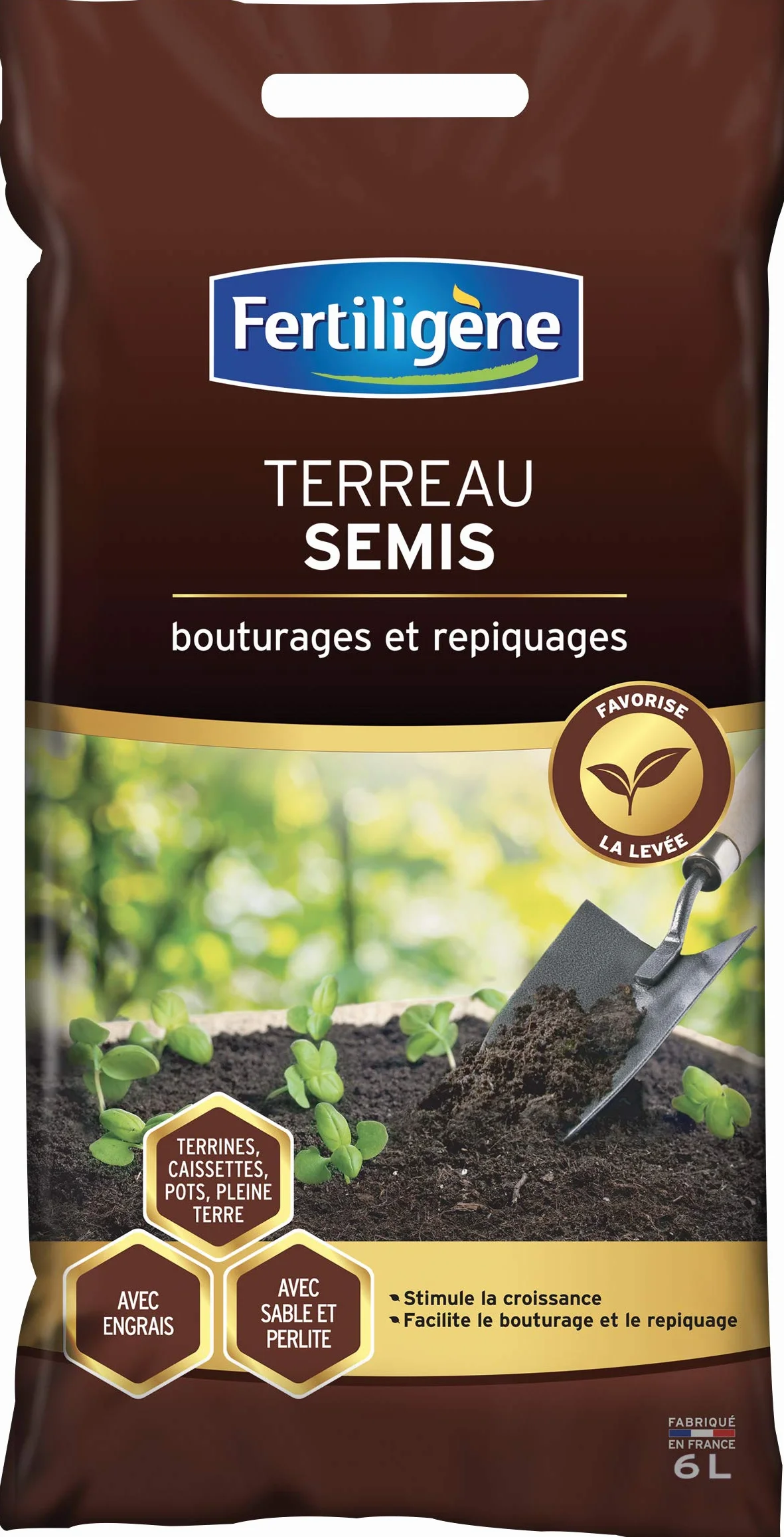 FERTILIGÈNE Terreau Semis Bouturage Repiquage Enrichi Sable Perlite Sac 6L