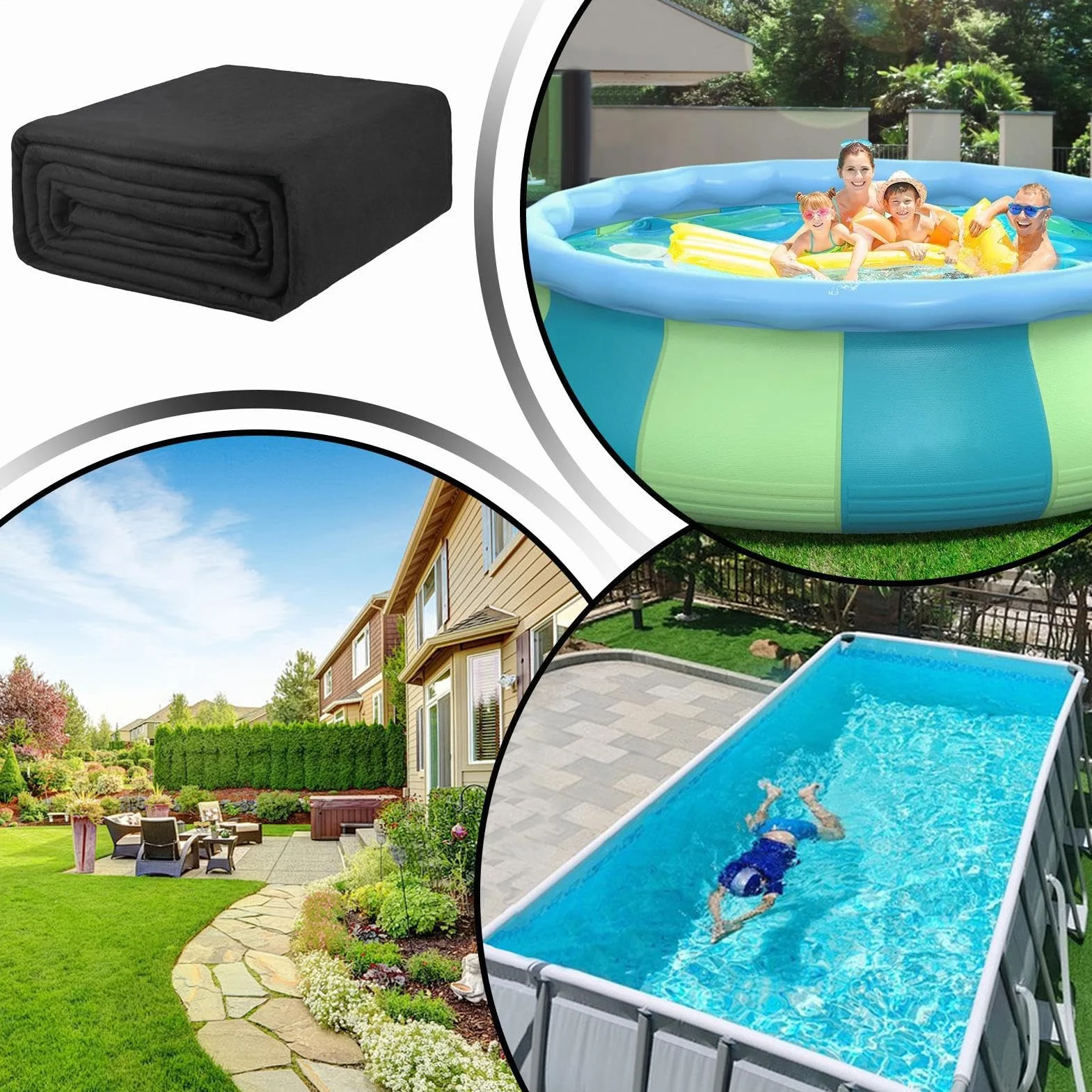 Tapis de piscine épais avec couche de protection haute performance prédécoupé