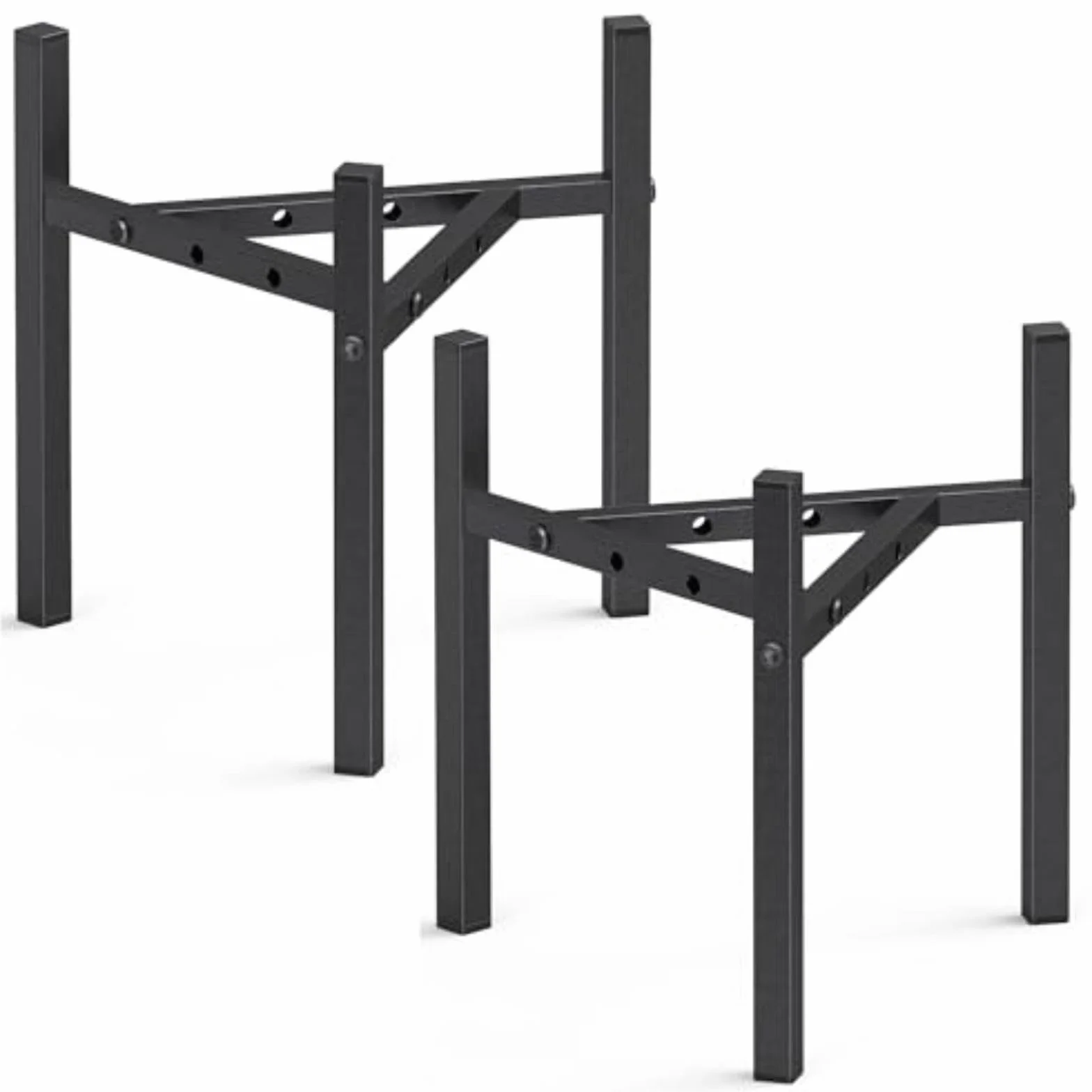 Support Plantes Intérieur Métal 2 Pack Réglable Étagères à Fleurs Porte Plantes d'Angle Noir
