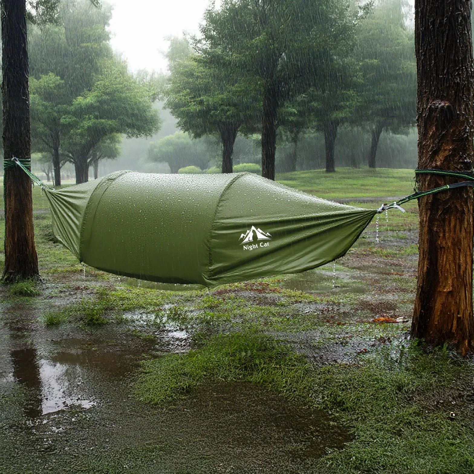 Night Cat Hamac Tente avec Moustiquaire Imperméable pour 1 Personne Randonnée Camping