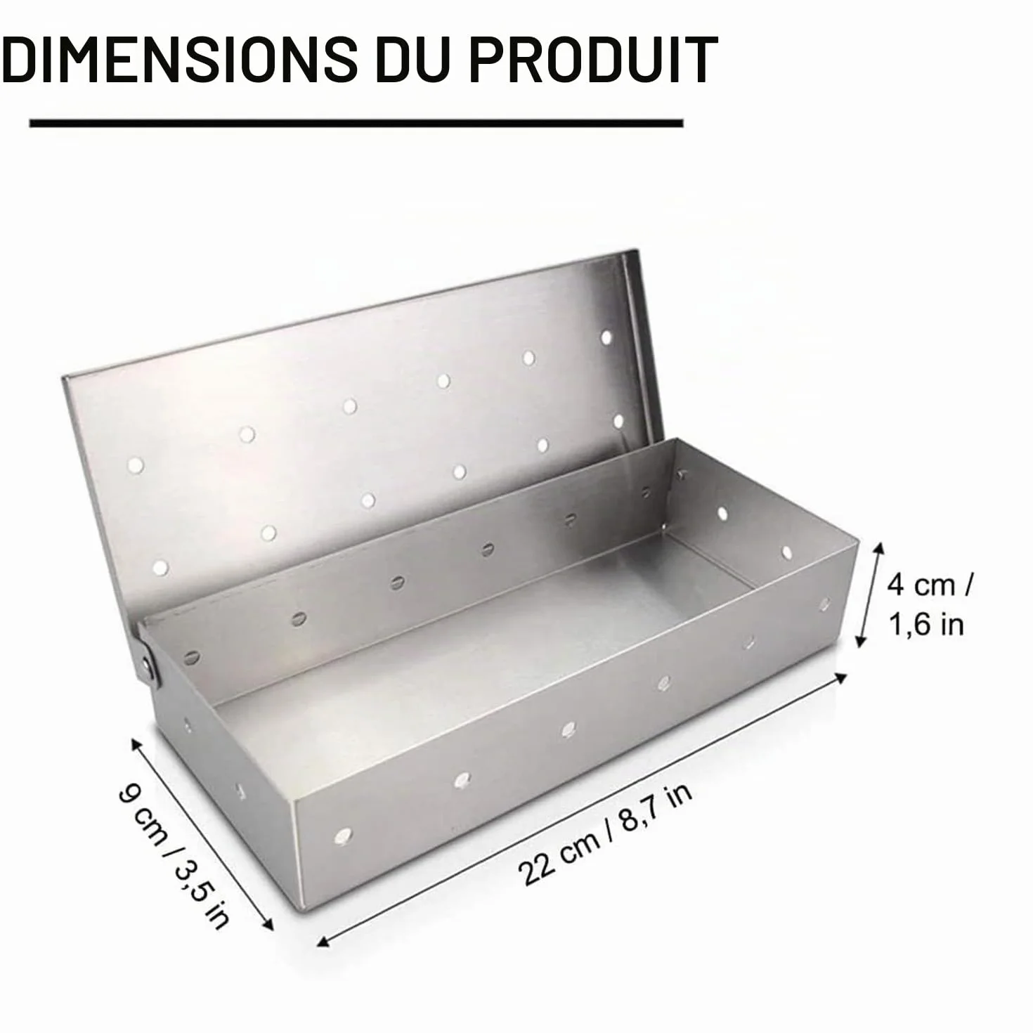 Boîte de fumage en acier inoxydable pour barbecue à gaz et charbon de bois