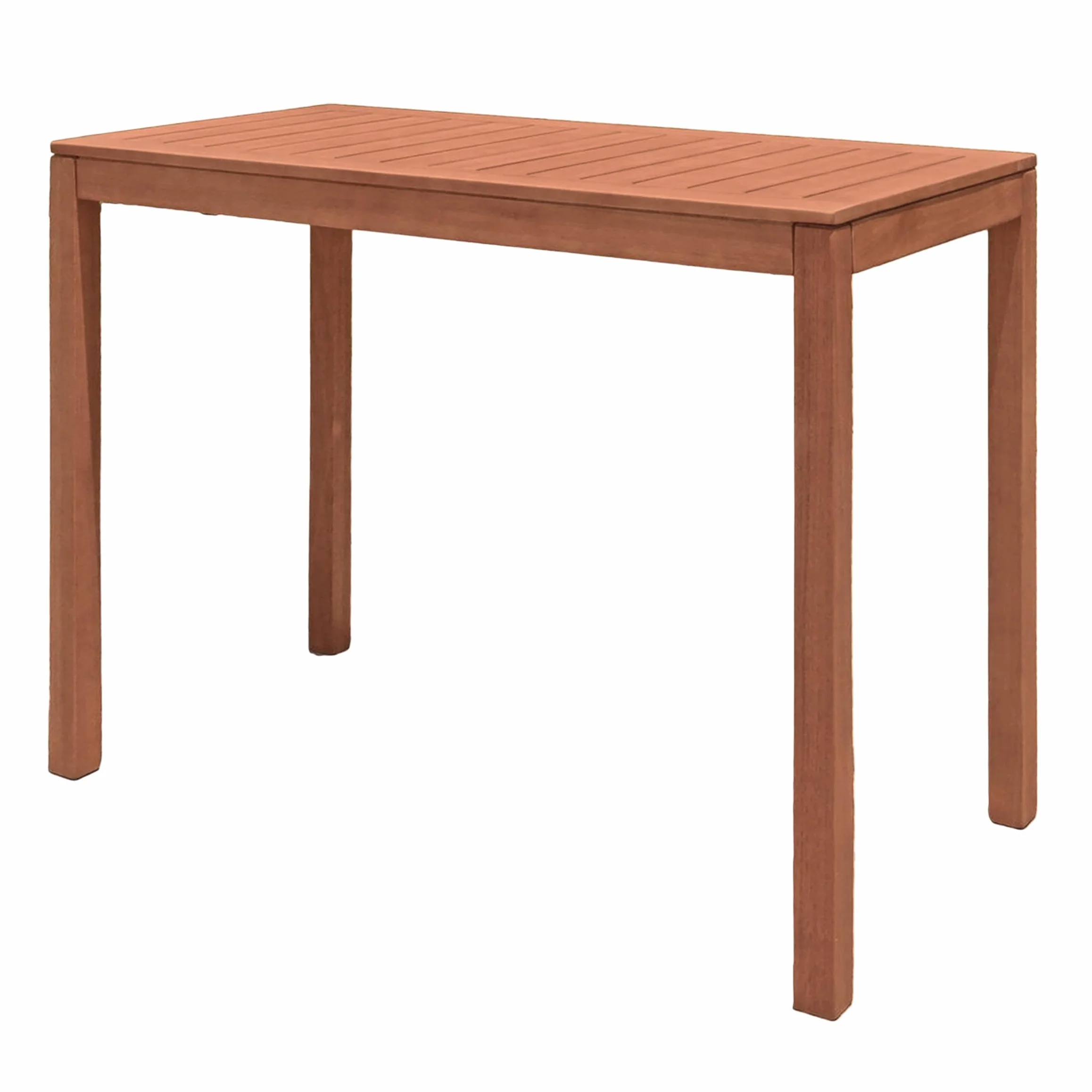 Table haute de jardin en eucalyptus huilé 120x60 cm Charge maximale 25 kg Bois massif FSC Marron