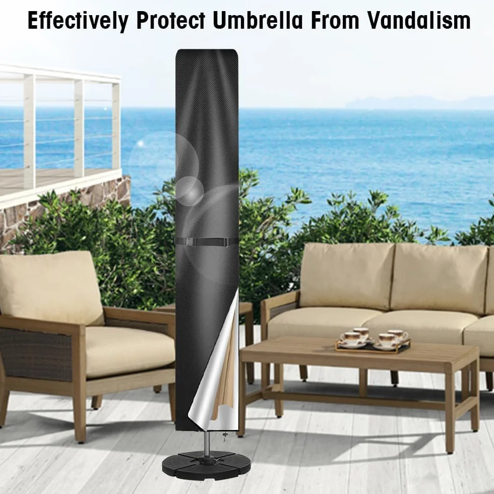 Housse de Protection Parasol Déporté 3-4m 210D Oxford Imperméable Anti-UV Jardin (249x57/57cm)