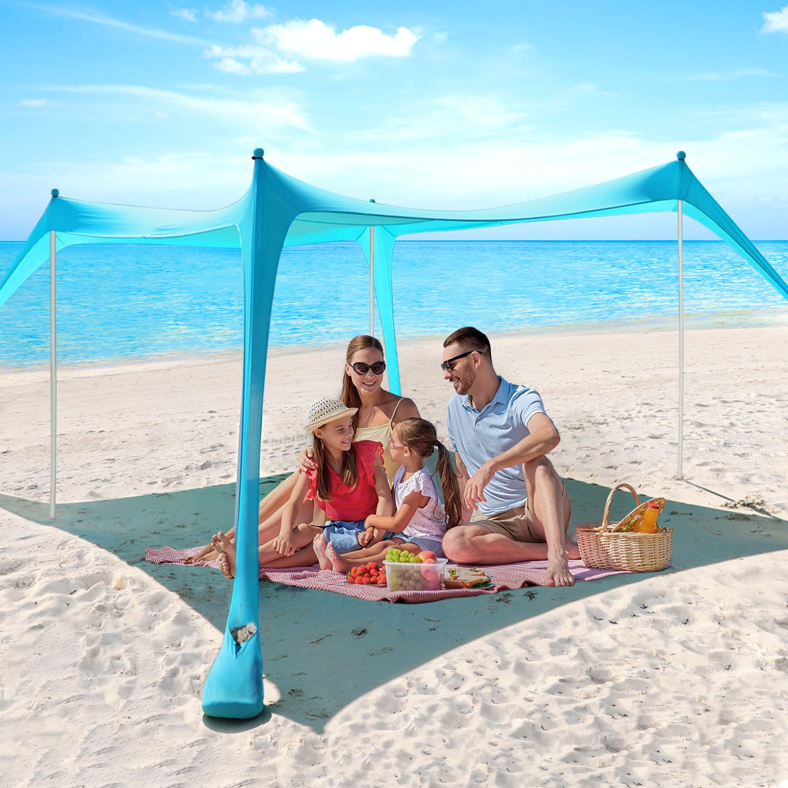 Light Blue 10x10 FT UPF50 Beach Sun Shade Tent