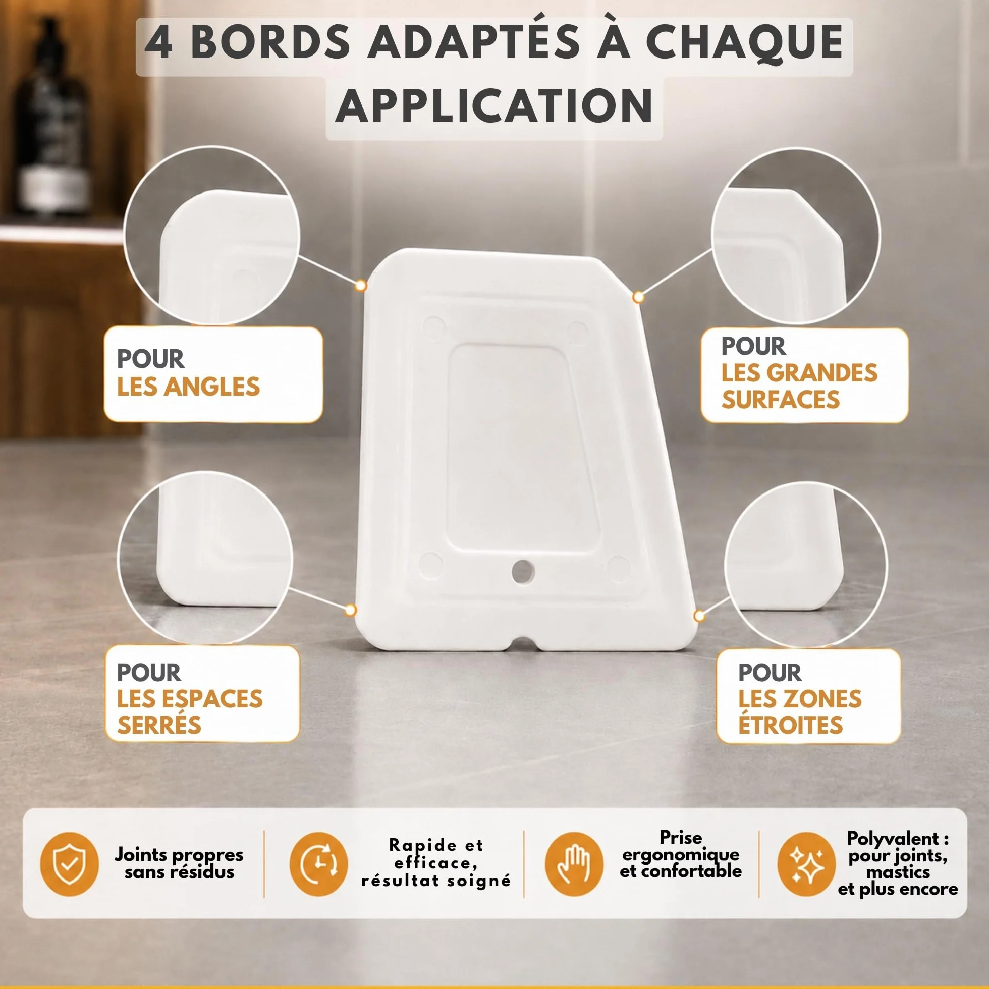ISPAR Kit de Réparation de Joint de Carrelage Crème (400g) - Mortier Coulis Couleur Crème, Joint Salle de Bain et Cuisine - Avec Spatule et Éponge