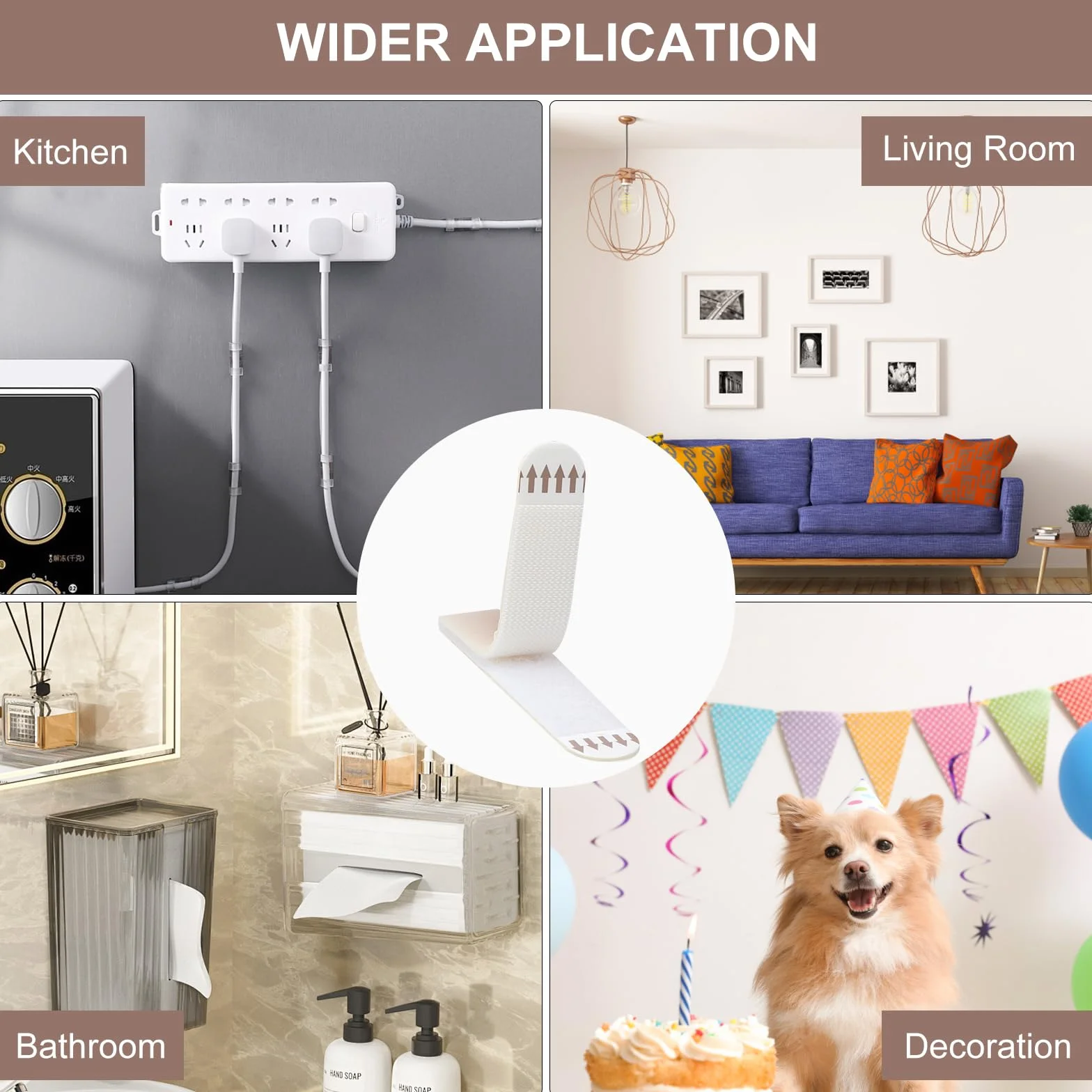 Accroche Tableau Sans Percer, 36 Paires Fixation Murale Bandes de Suspension, Etroit Languettes Accroches Tableaux Scratch Autocollant Double Face Adapté aux Cadres Posters Décorations