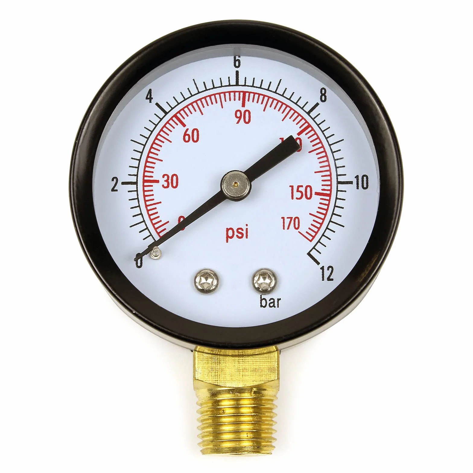 Manomètre pression 50mm 0-12 bar radial 12.9mm pour réservoir pump