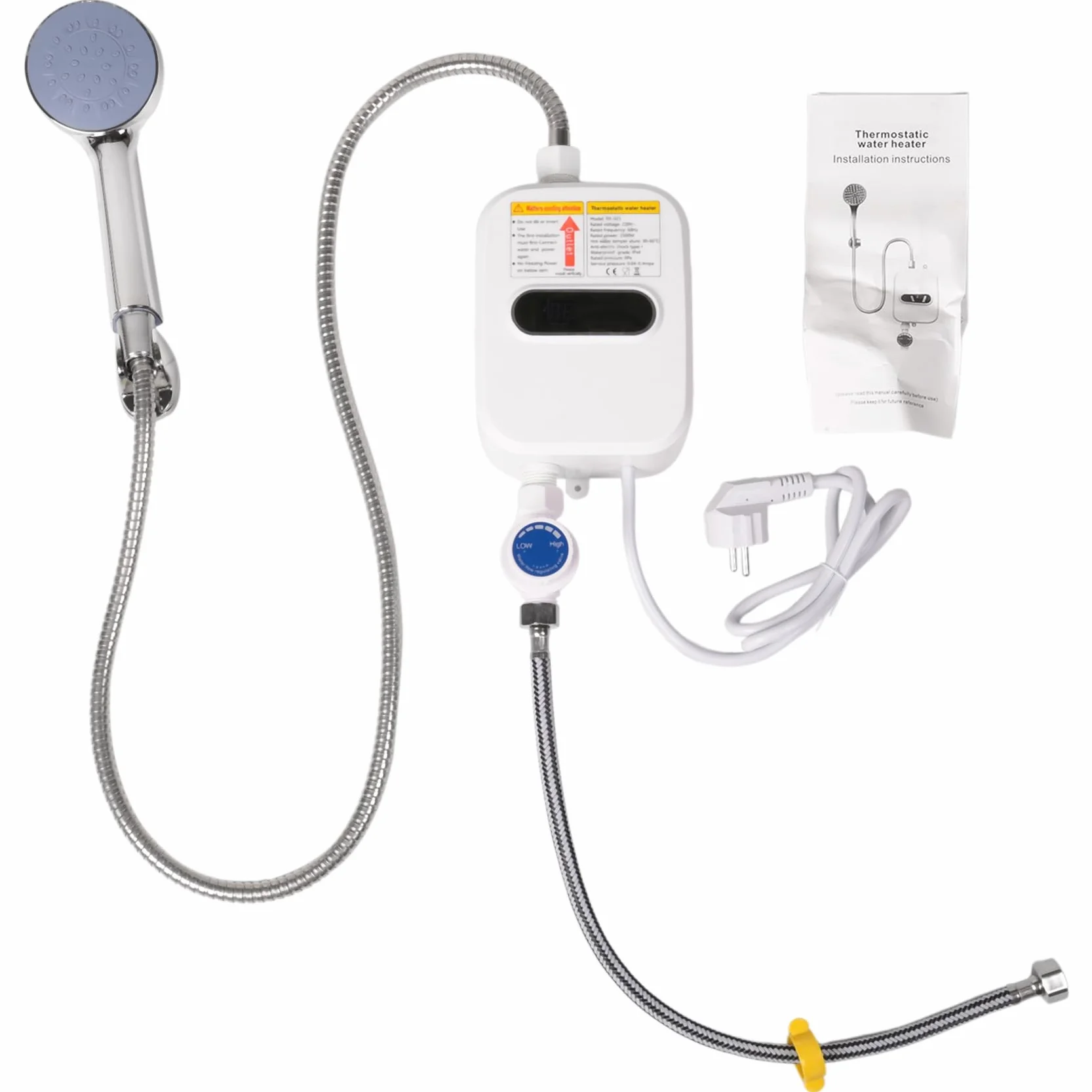 Chauffe-Eau Instantané Douche 220V 3500W Affichage Numérique Prise UE
