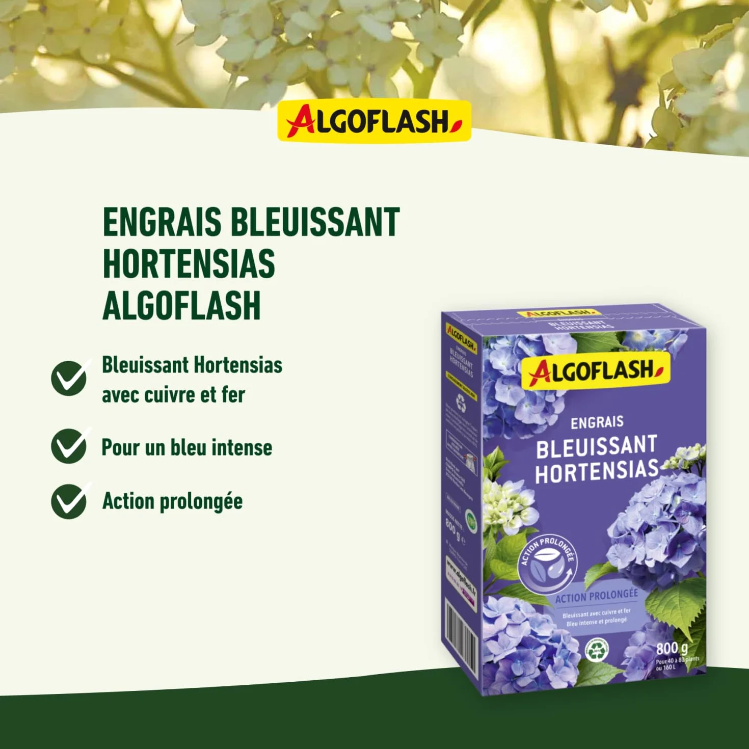 ALGOFLASH Engrais Bleuissant Hortensias Action prolongée 800 g
