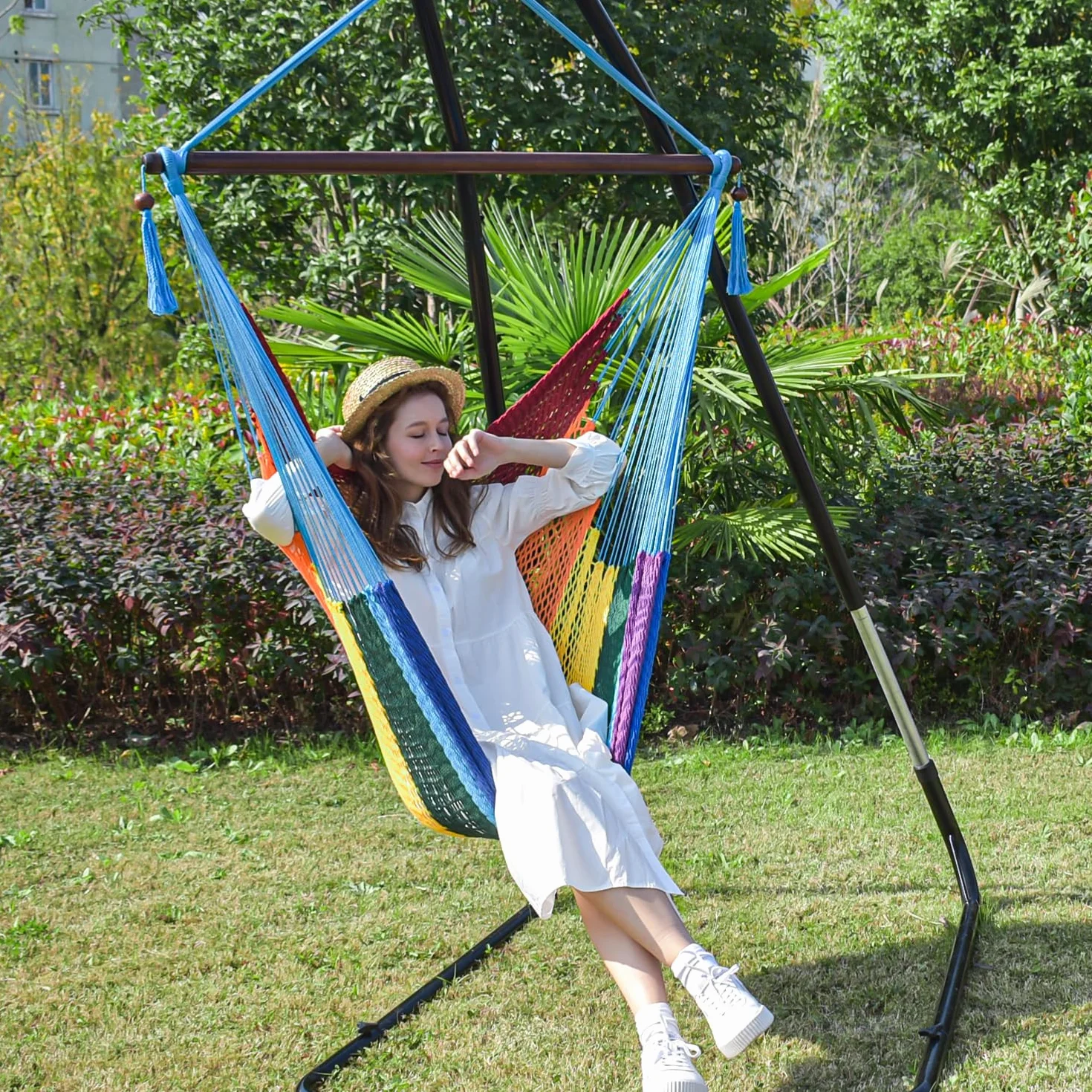Support de chaise hamac robuste, hauteur réglable 200-230 cm, 150 kg, acier massif