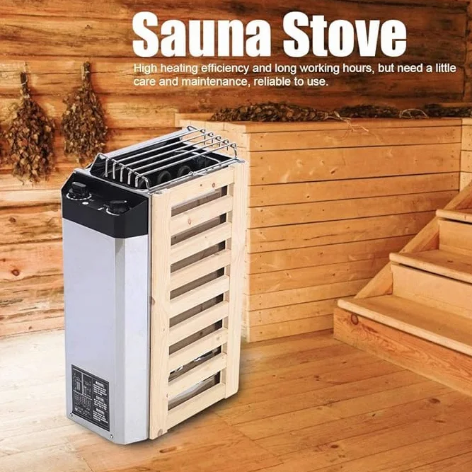 Acouto Poêle de Sauna Électrique en Acier Inoxydable, 3 KW, avec Contrôle Thermostatique Intelligent pour Petites Salles de Sauna