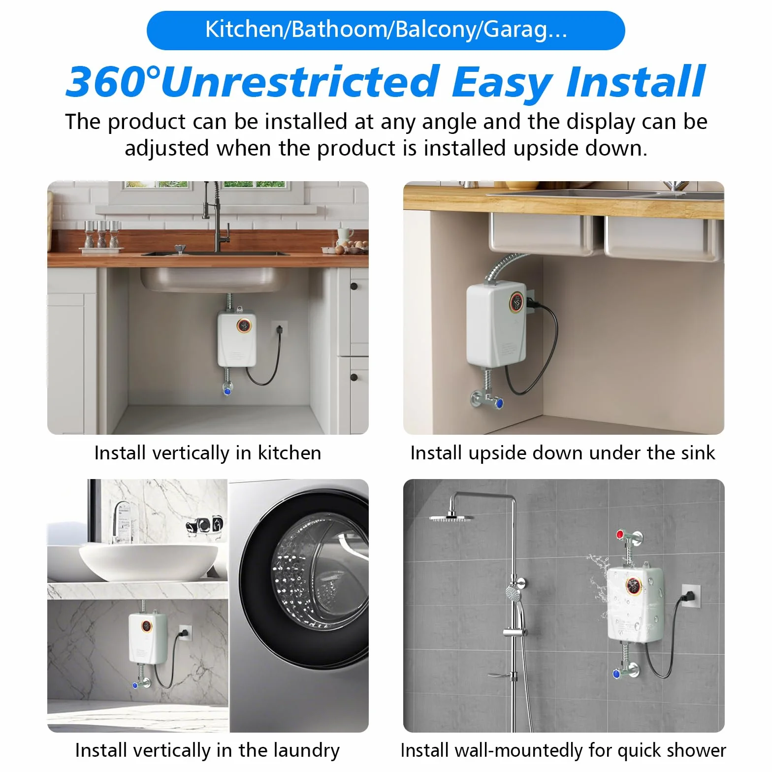 Chauffe-eau électrique 220V 3500W sans réservoir instantané avec écran numérique
