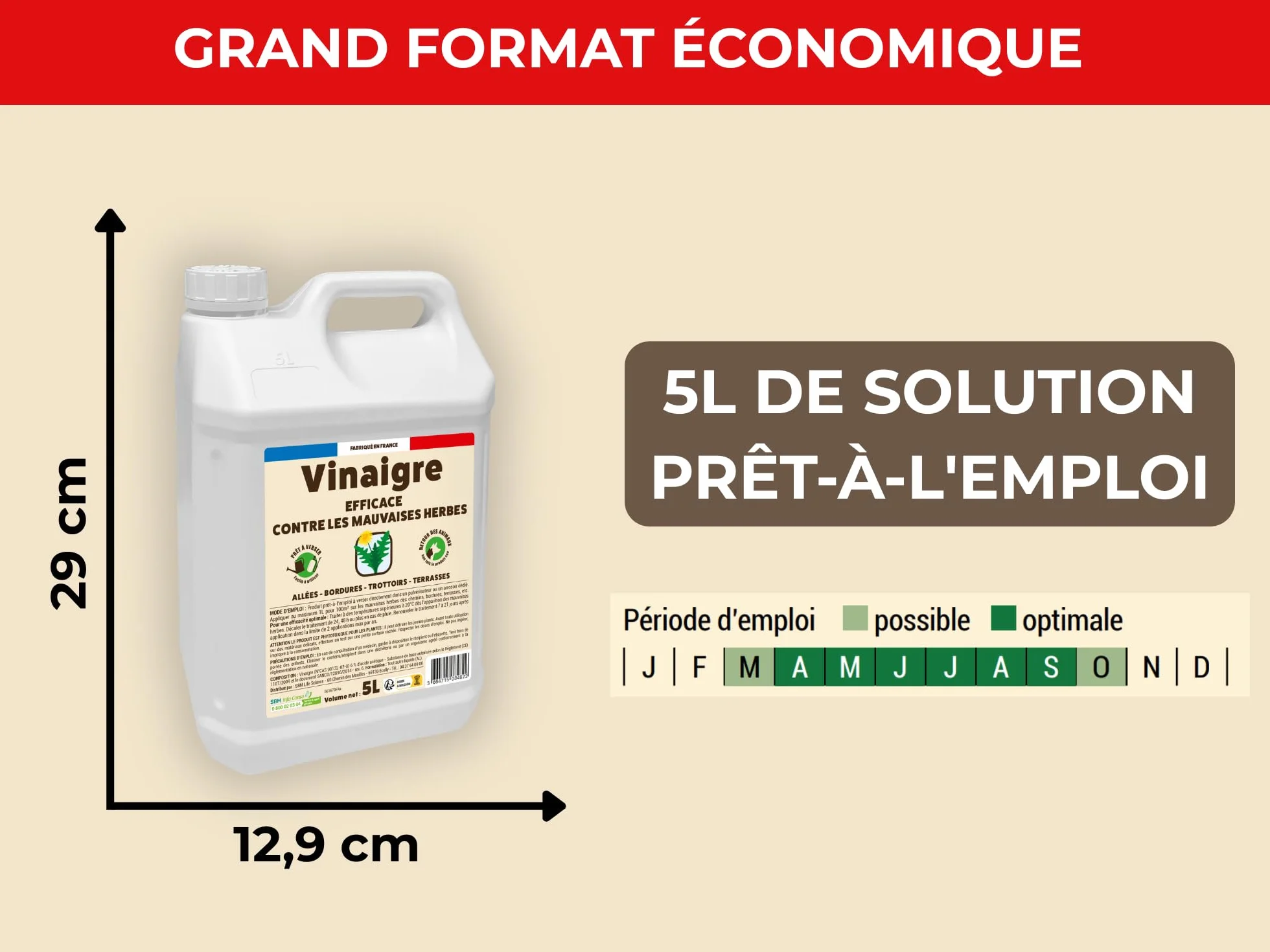 Vinaigre Désherbant Prêt A Verser 5L Grand Format VINPAV5