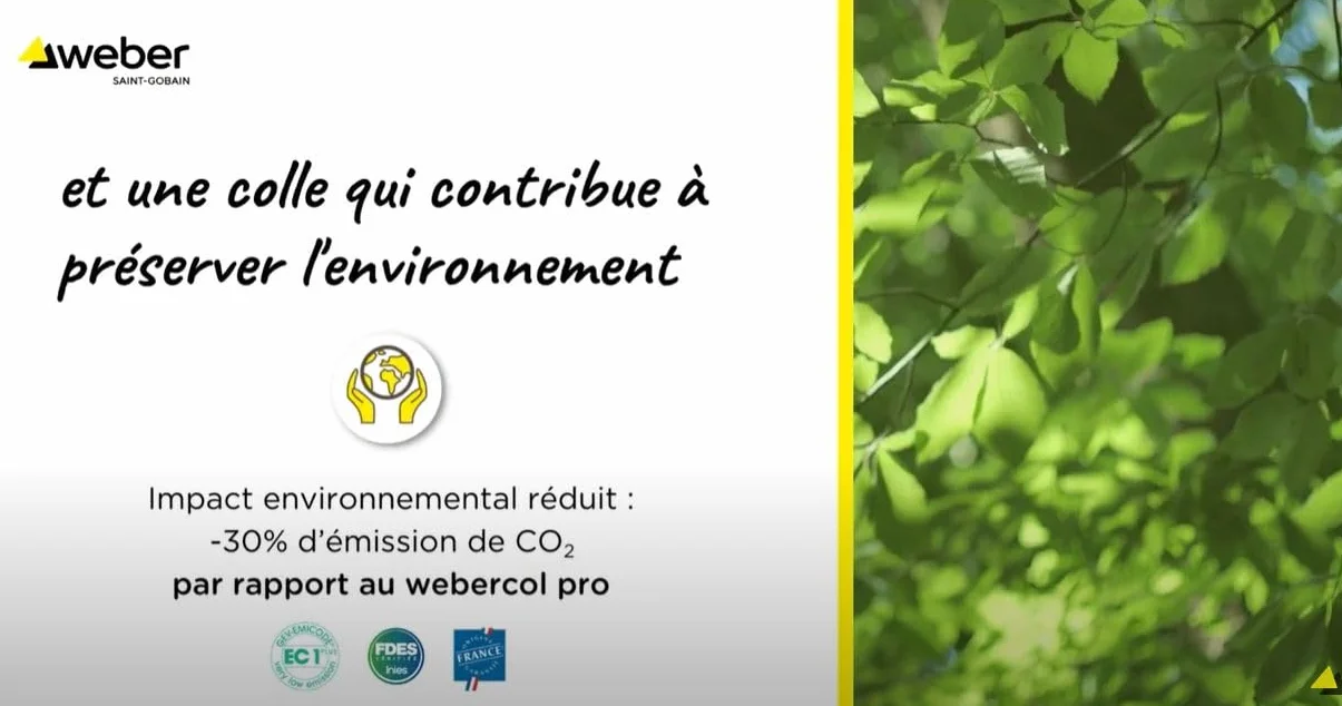 Weber Colle carrelage, gris spéciale renovation, 5kg, prête à l'emploi, WEBERCOL PRO ECO, Impact environnemental réduit
