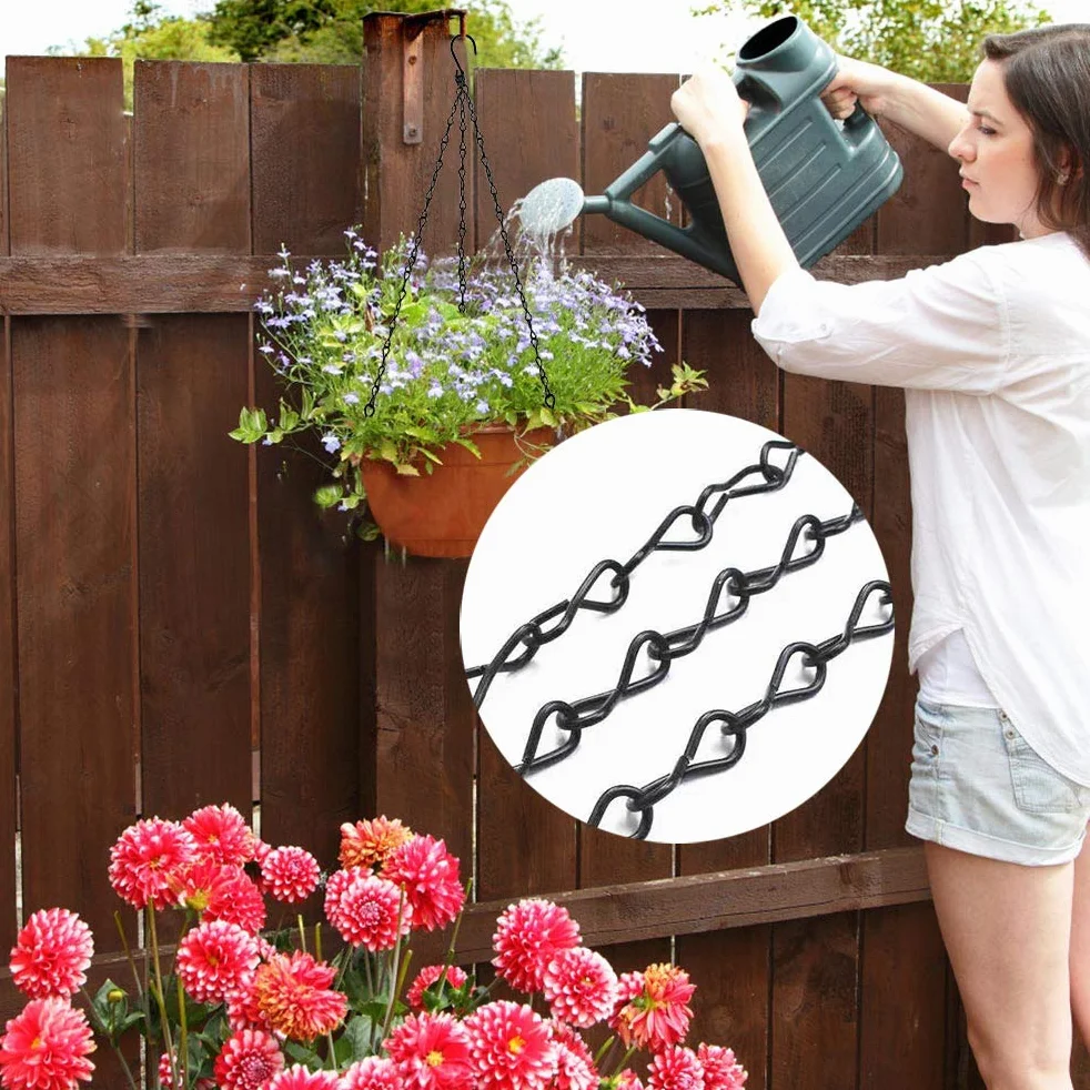 Chaîne de Suspension,6 Pièces Plant Hanger Métal Jardinière Accessoires Pot de Fleurs Panier de Remplacement Chaîne en Métal Noir de Pot de Fleur,Suspendre Chaine en Le Fer avec Crochet