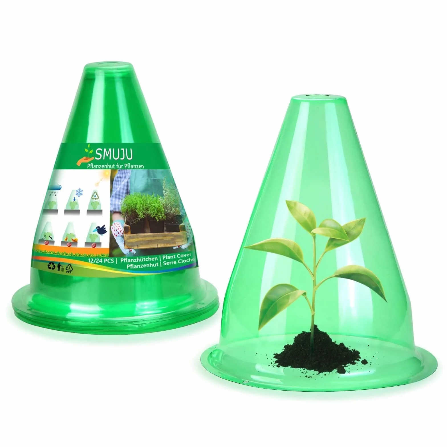 Garden Cloches for Plants 12 Pieces 7.8" D x 9.4" H Green Plant Protectors