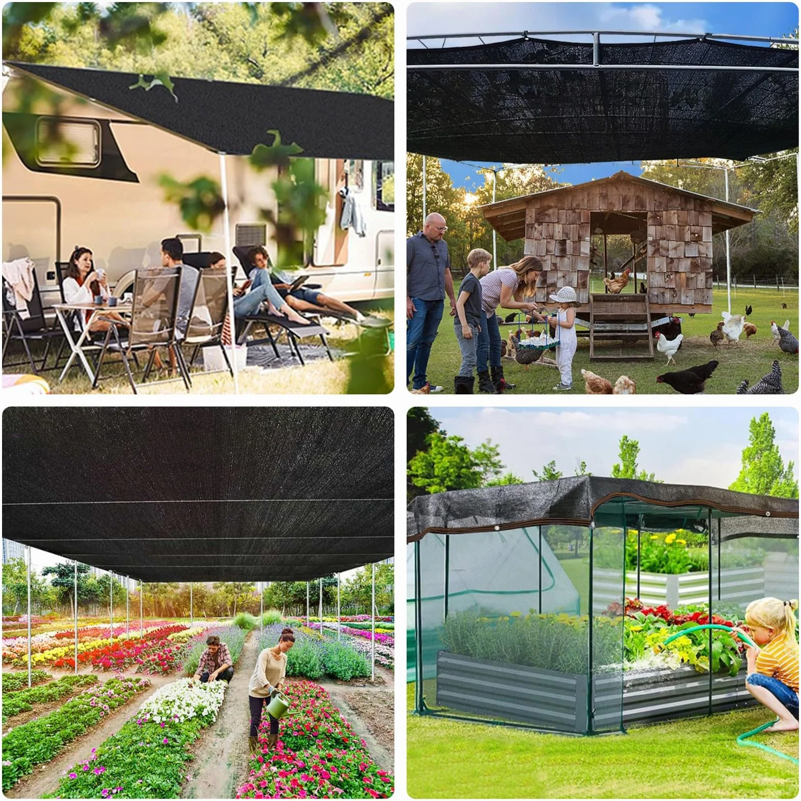 Voile d'ombrage 3x4M Filet Protection Solaire UV Noir 80% avec œillets