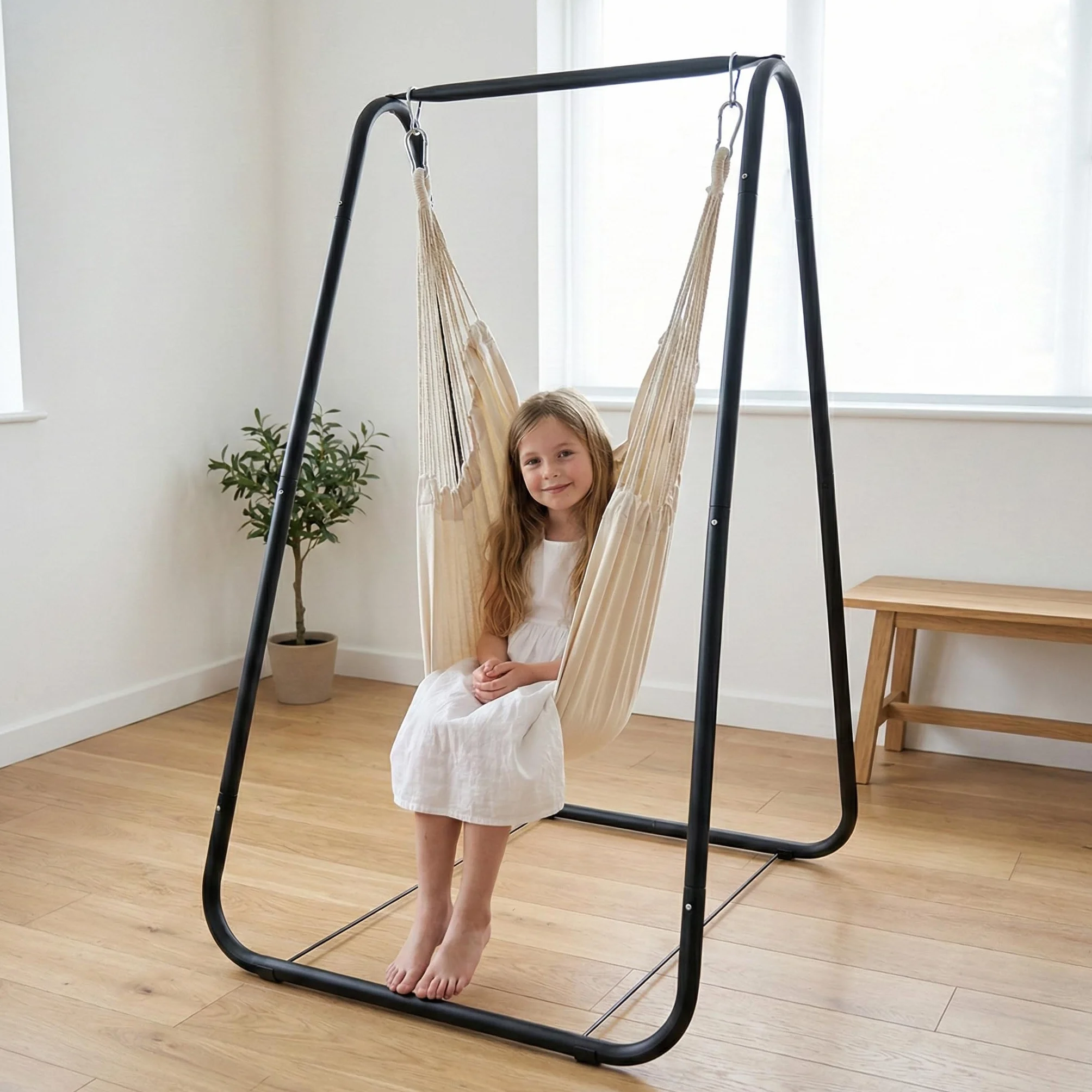 Support de chaise hamac en A acier robuste hauteur réglable pieds antidérapants chaise suspendue intérieur extérieur