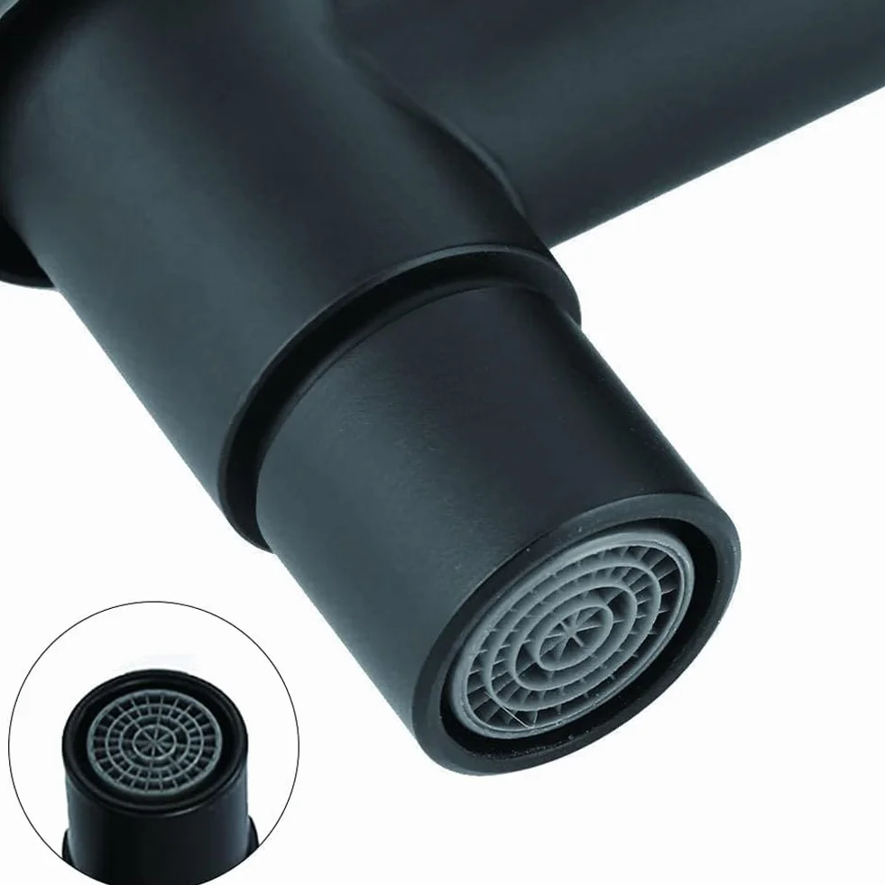 Robinet Mural Noir Acier Inoxydable Eau Froide Salle de Bain Lavabo