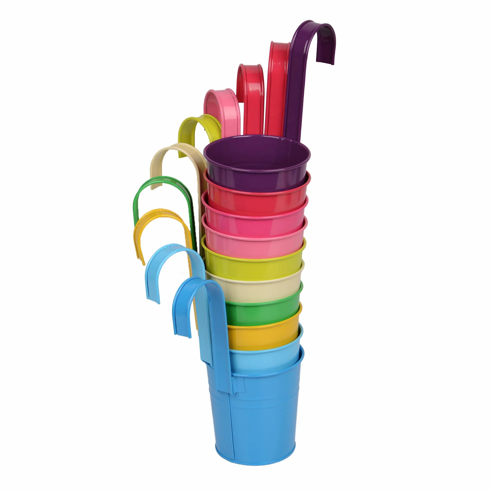 UNUS Lot de 10 pots de fleurs suspendus métal ⌀10 cm avec poignée amovible