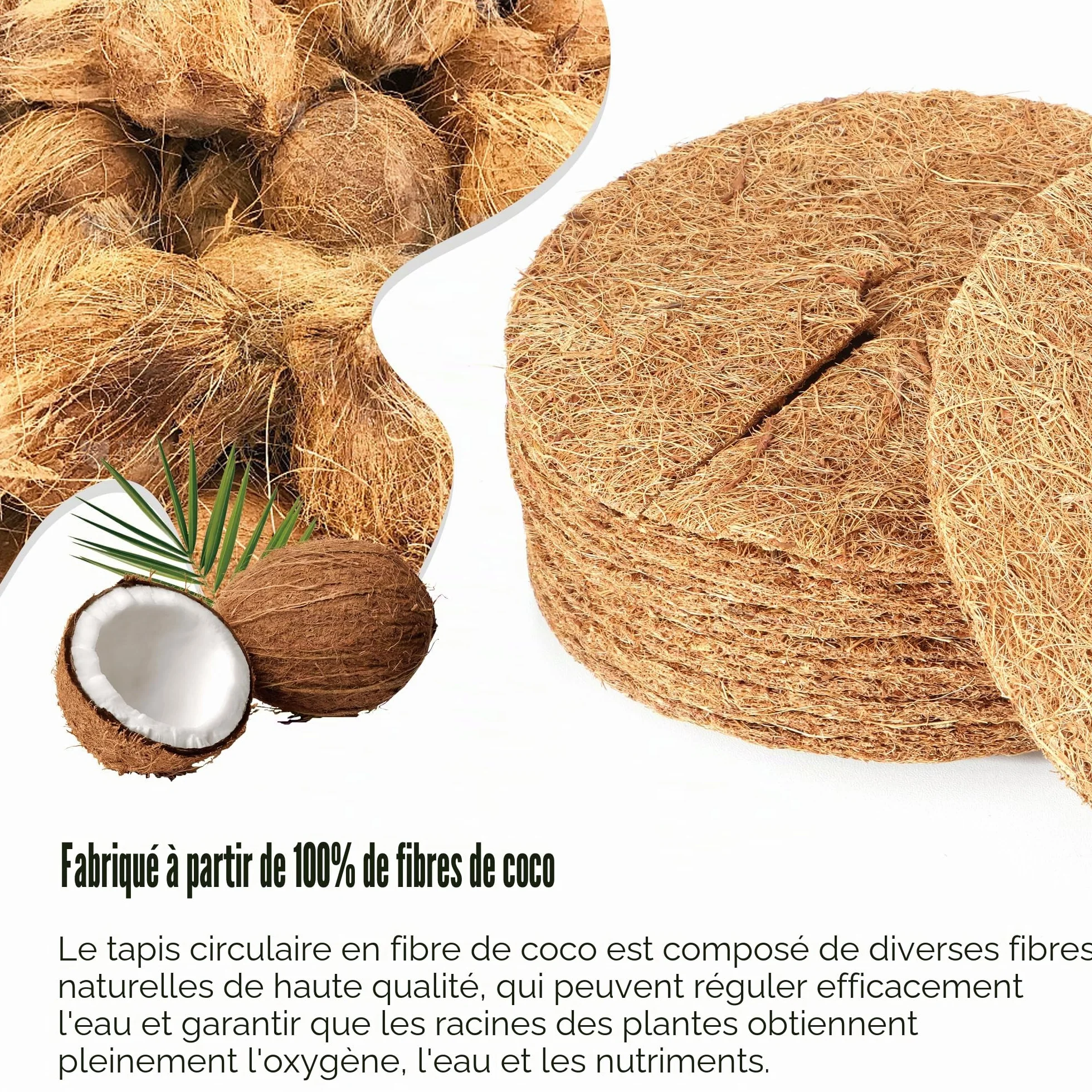 12 pièces Tapis de Coco Plantes 20cm Disque de Protection Plante Paillis Pot Anneau Protection Racines