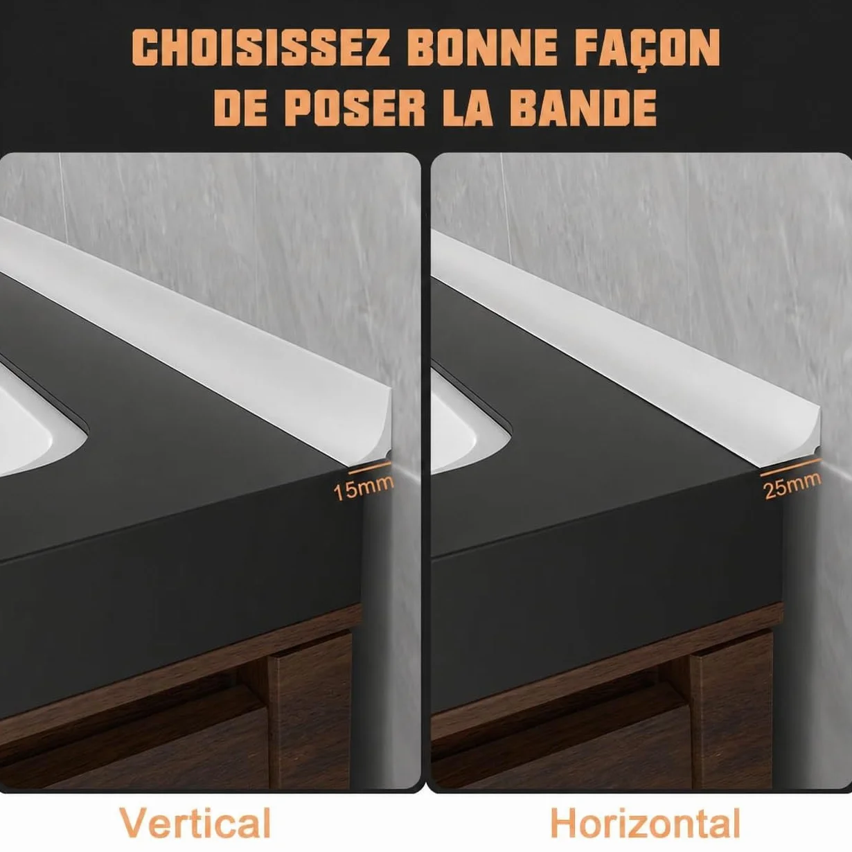 2M Bande d'étanchéité Silicone Pliable Barrage d'eau Seuil de Douche Joint Douche Barriere de Douche Retenue d'eau Anti Débordement pour Salle de Bain Evier Cuisine,25x15mm Blanc(Deux Côtés Adhésifs)