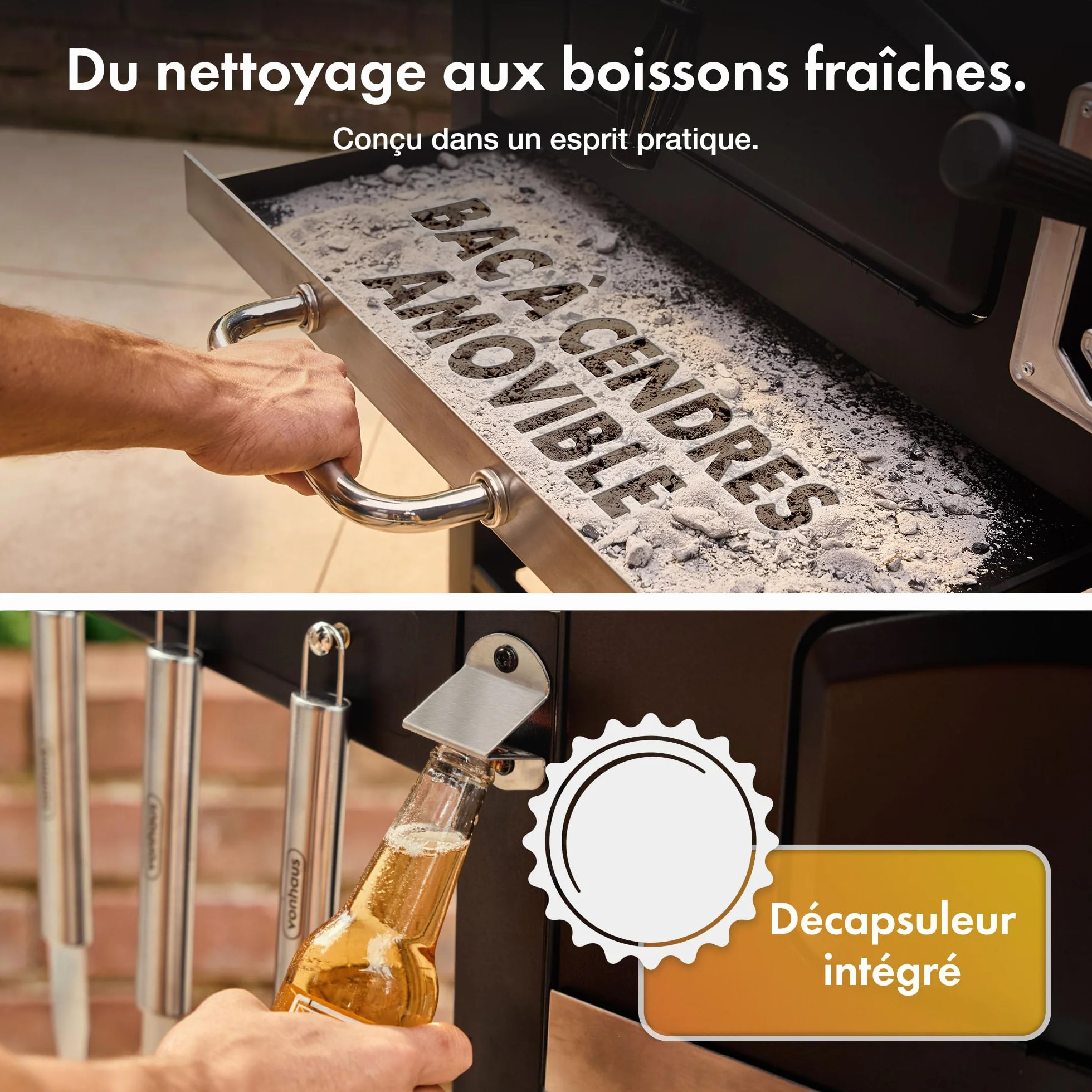 VonHaus Barbecue au Charbon XL avec Grille de Maintien au Chaud et Tablettes Rabattables – Grill et Fumoir 2-en-1