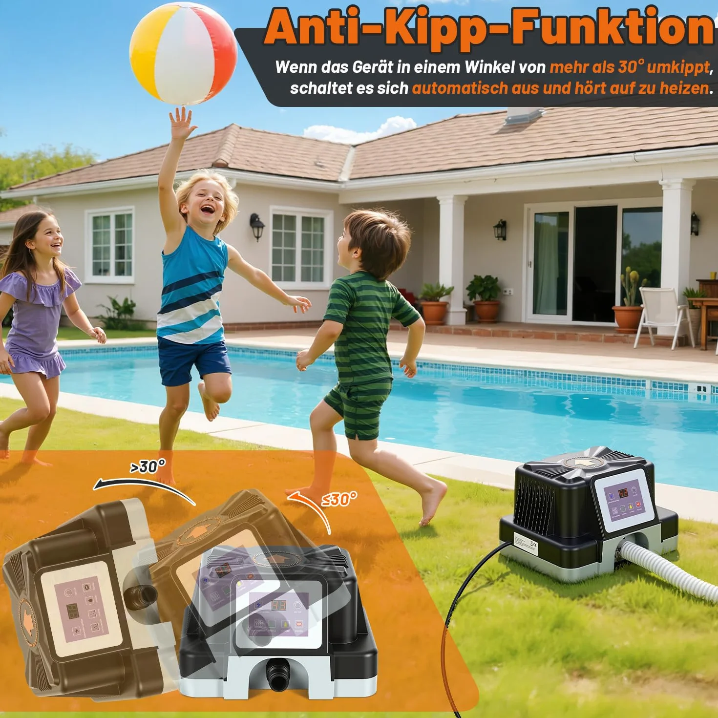 Daromigo Chauffage de piscine électrique 3000 W avec affichage numérique, réglage 37-45 °C, protection FI