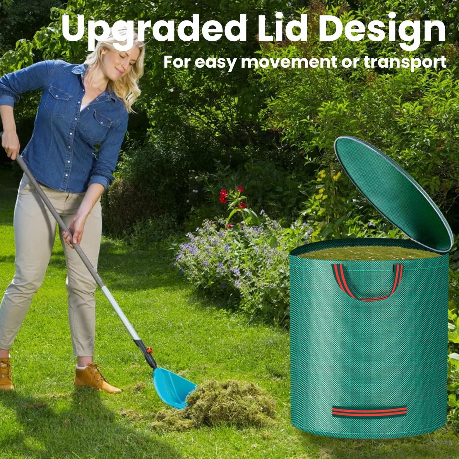 Sac Dechets Verts Resistant Lot de 2 Jardin Vegetaux avec Couvercle Poignées (500×2)