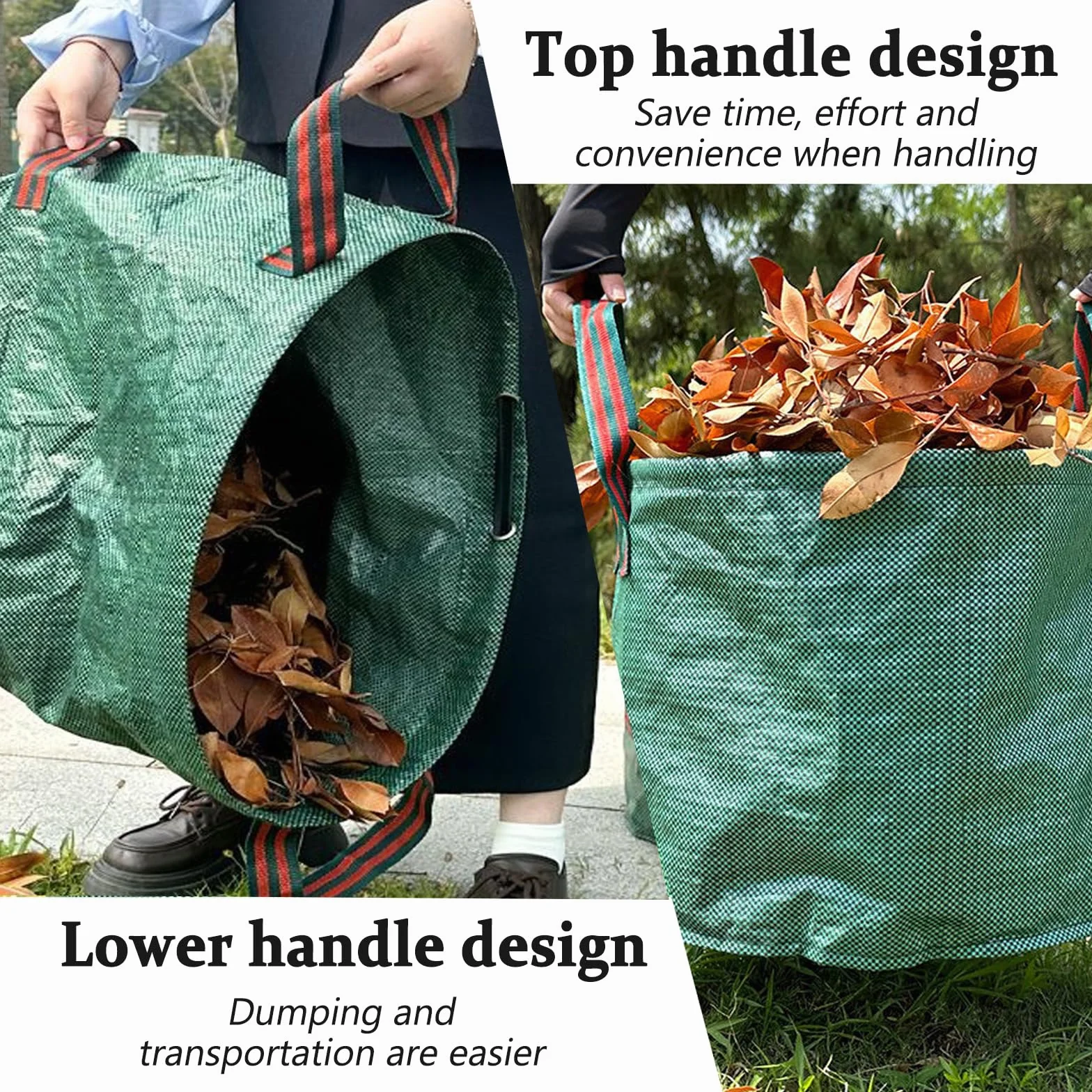 Sac Jardin Déchets Verts 60L Réutilisable 45x38cm Imperméable Résistant