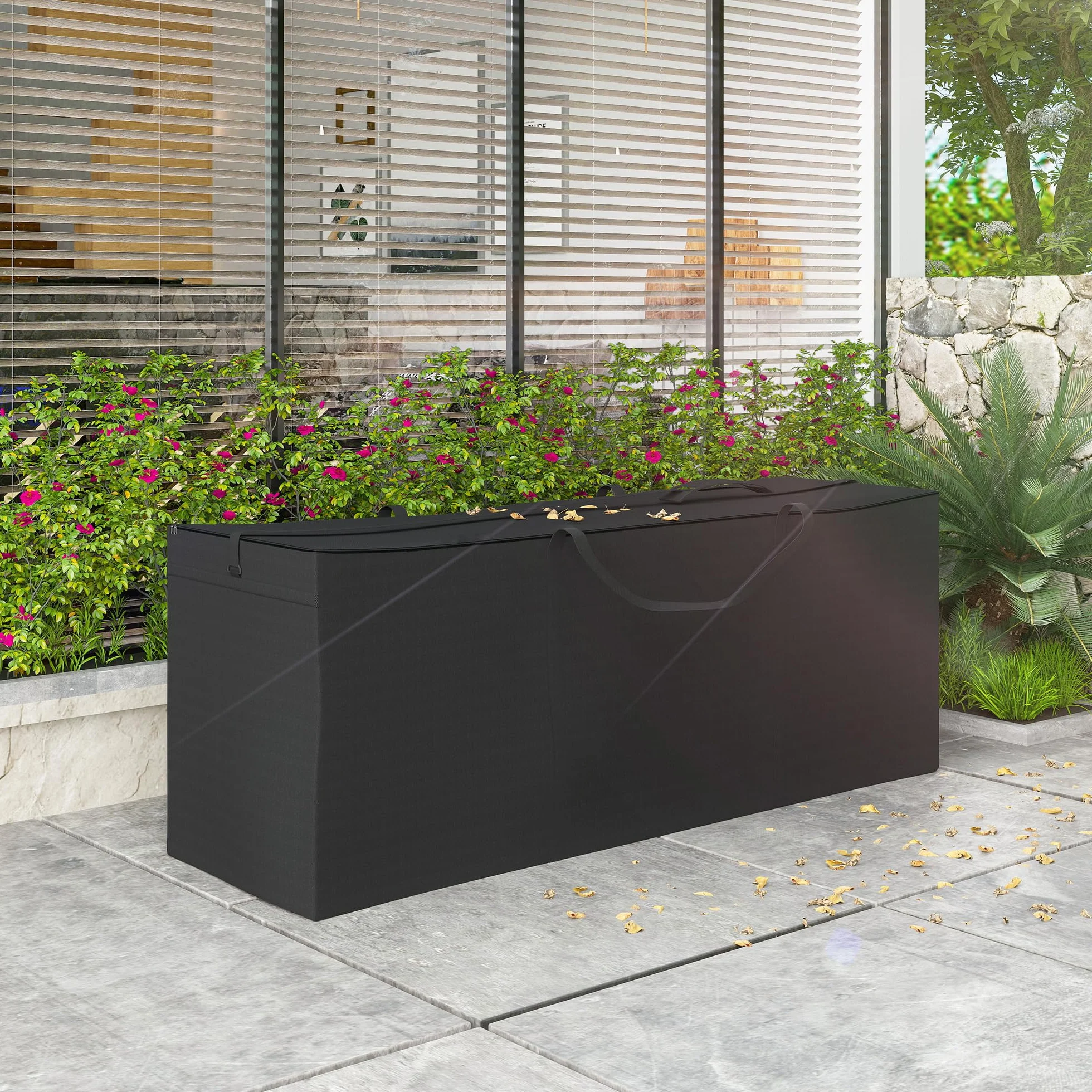Outsunny Sac de rangement pour coussins de jardin, housse de protection imperméable Oxford 600D avec fermeture éclair