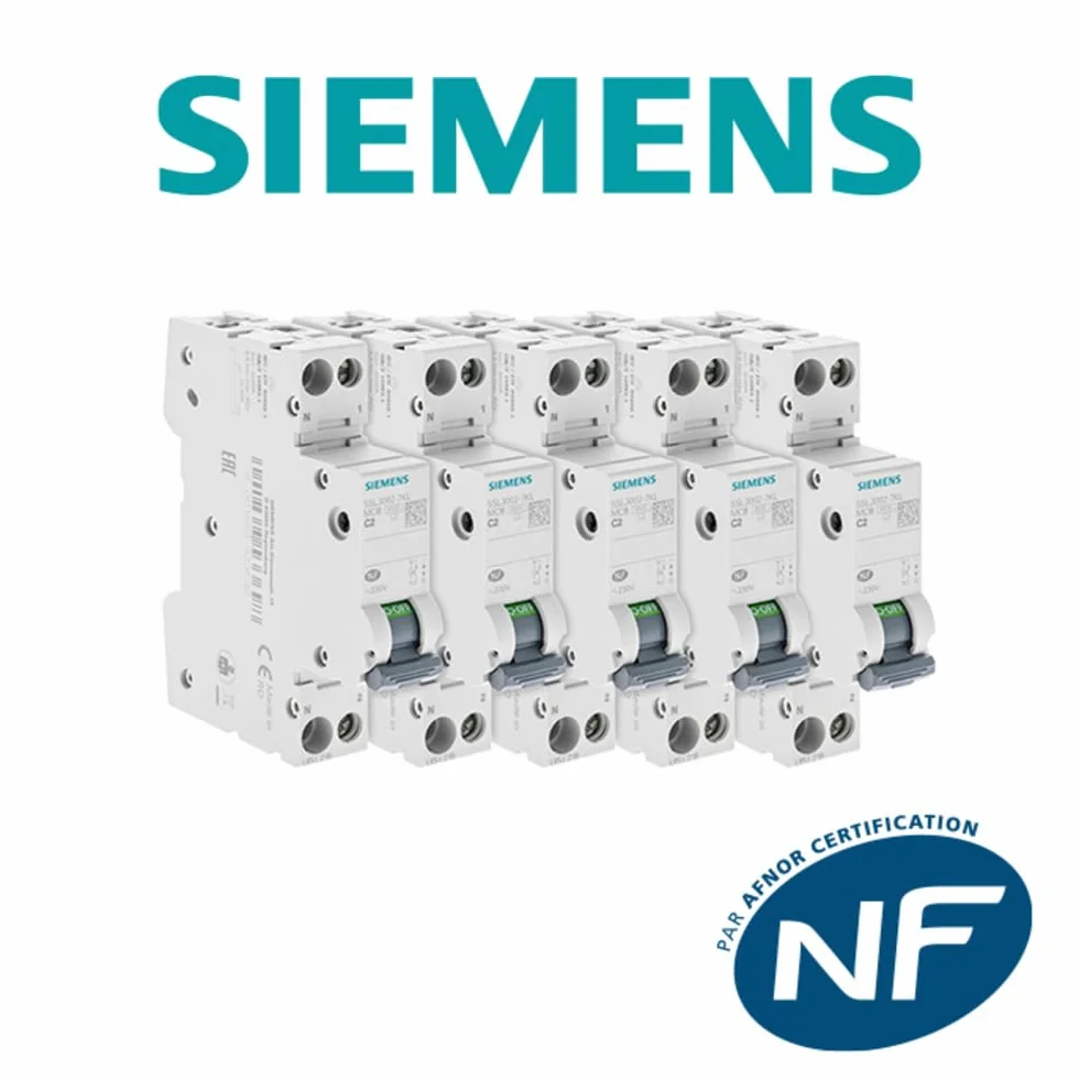 Siemens Ingenuity for life - Lot de 5 Disjoncteurs électriques phase + neutre 2A