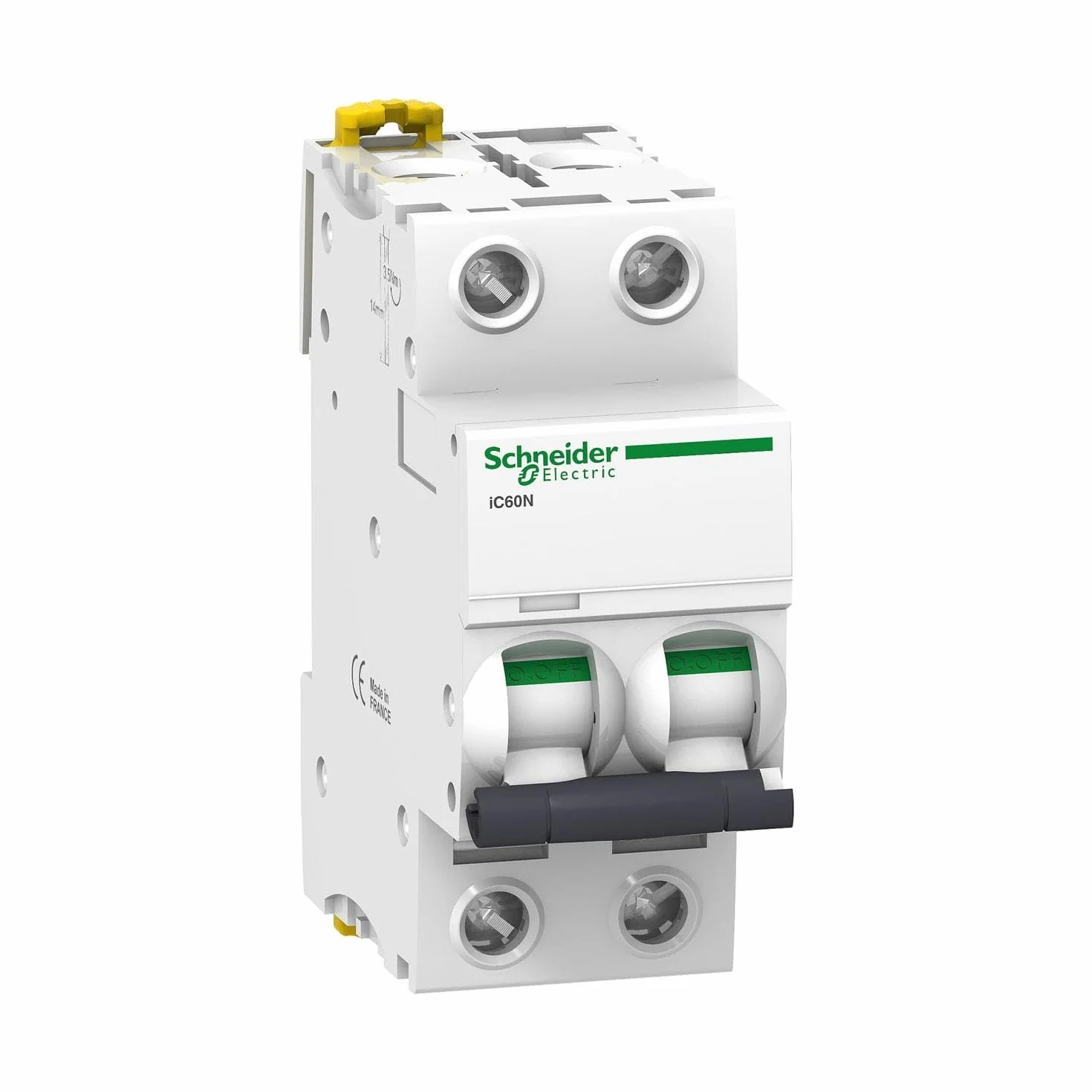 Schneider Electric A9F74220 IC60N Disjoncteur, Acti9, 2P, 20A, courbure C, 50/60 Hz, blanc