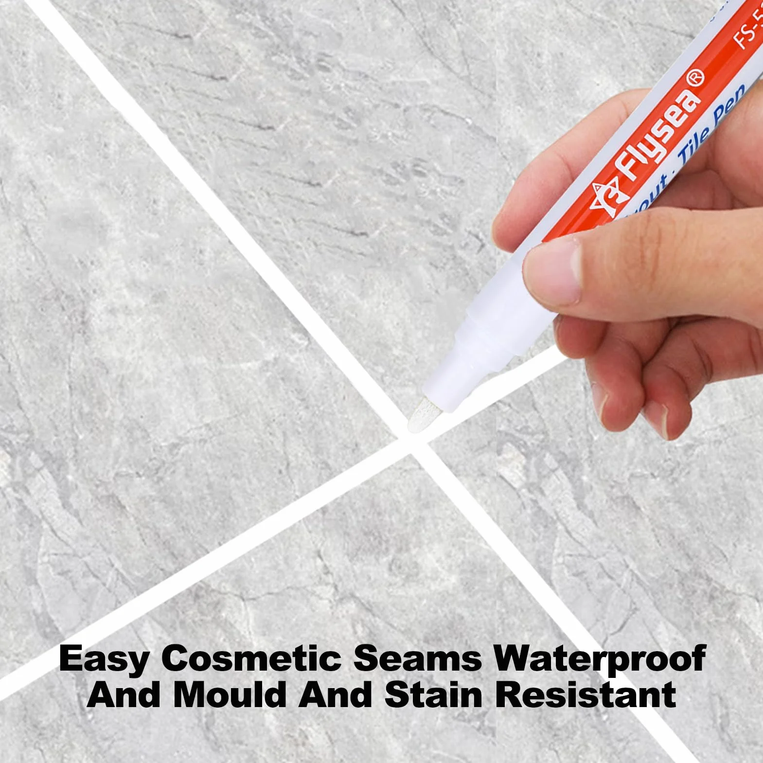 Argent2 Pièces Stylo Joint Carrelage, Blanchisseur Joint pour Cuisine, Salle de Bain, Murs, Sols, Carrelages(Blanc)