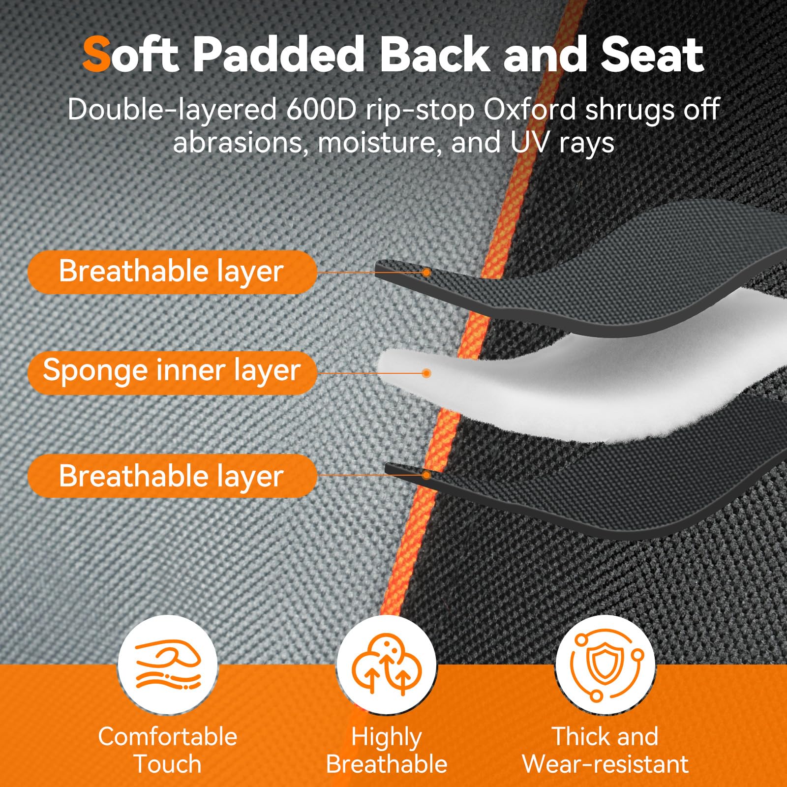 Deluxe Padded Folding Outdoor Chair with Cooler
