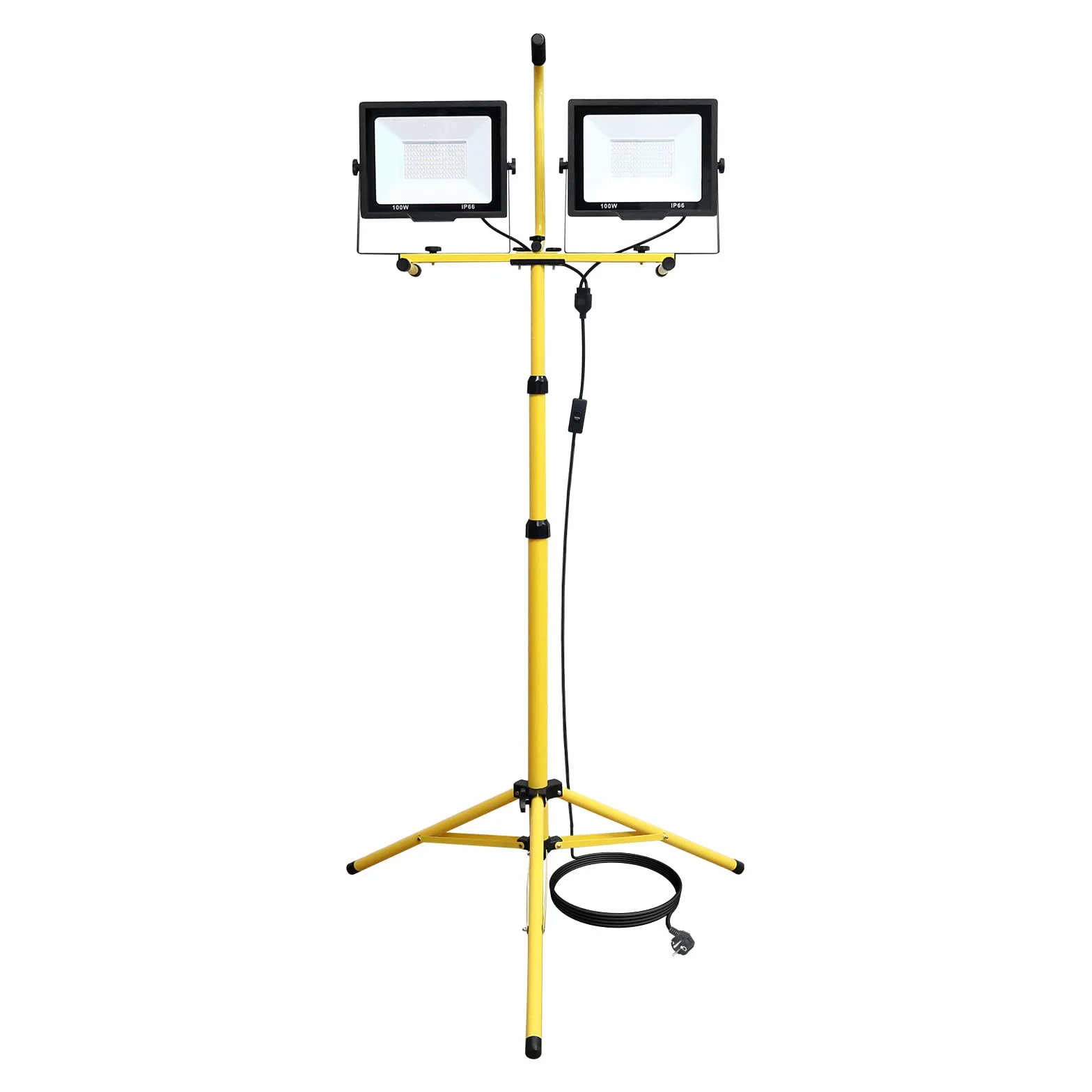 AUXTINGS 2 X 100W Projecteur LED blanc froid avec trépied Projecteur de travail à LED étanche IP66 pour usage intérieur et extérieur, garage, jardin, chantier, 185V-260V