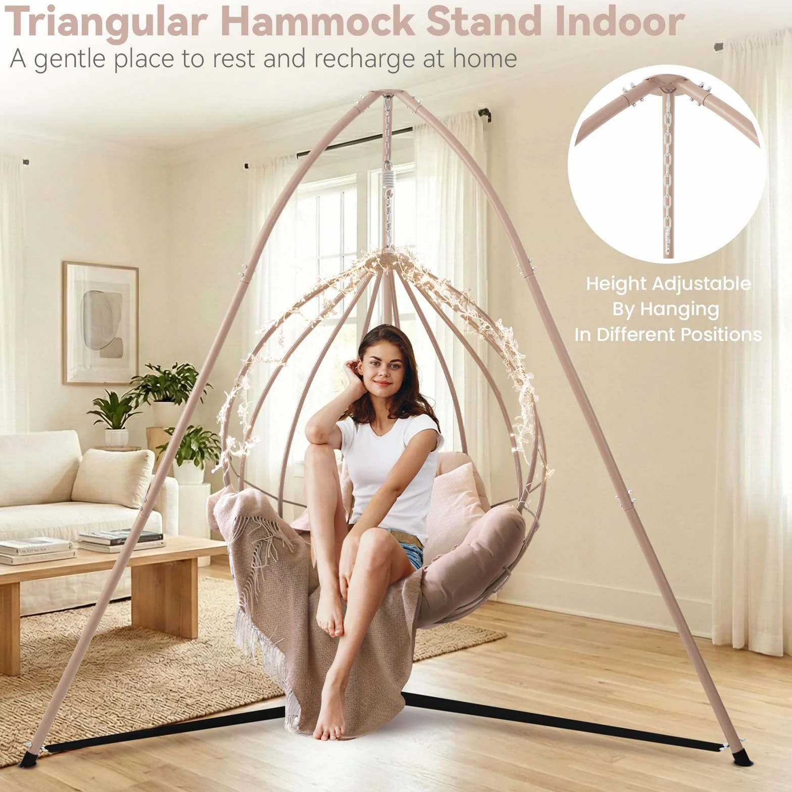 Support pour hamac à Trois Pieds 150 kg Marron