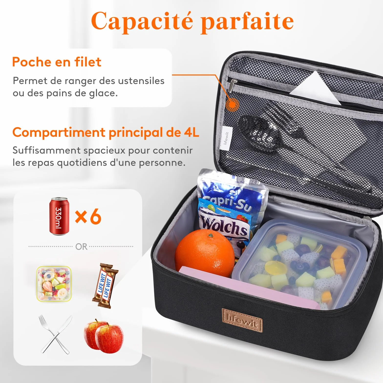 Lifewit Sac Isotherme Repas Thermique Lunch Box 4L Noir