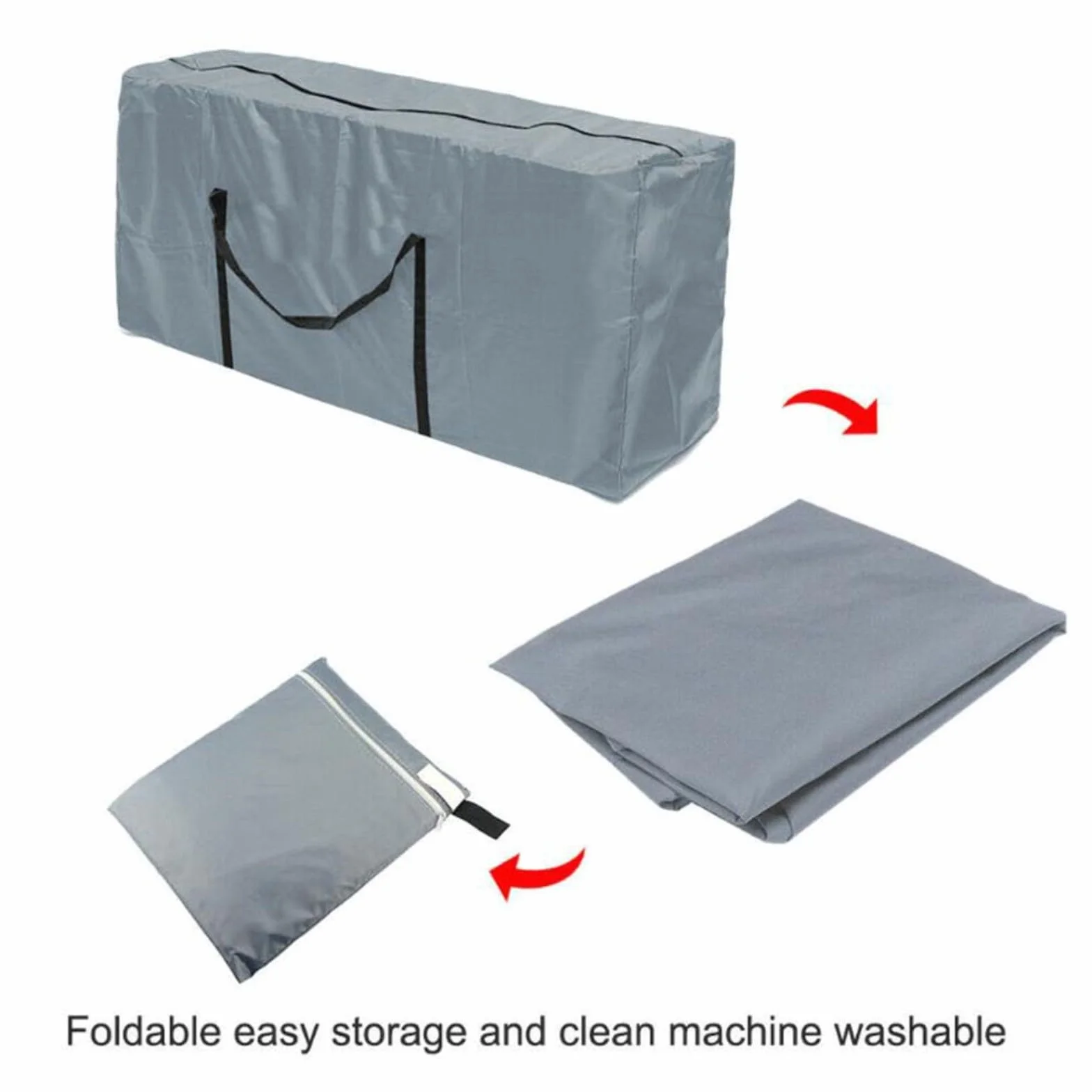 Housse de rangement pour coussin de jardin Oxford 210D imperméable résistant aux UV 173 x 76 x 51 cm