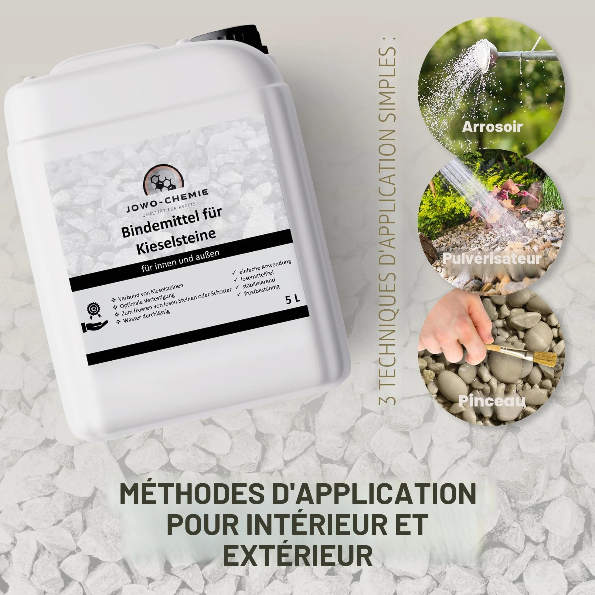 Liant pour Gravier extérieur 5L – Stabilisateur de Gravier & Colle Cailloux pour allées, terrasses et Jardins