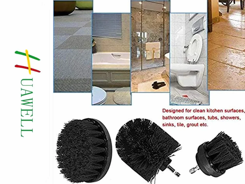 Brosse à récurer électrique Ultra Rigide avec rallonge pour perceuse - Ensemble de nettoyage en Nylon