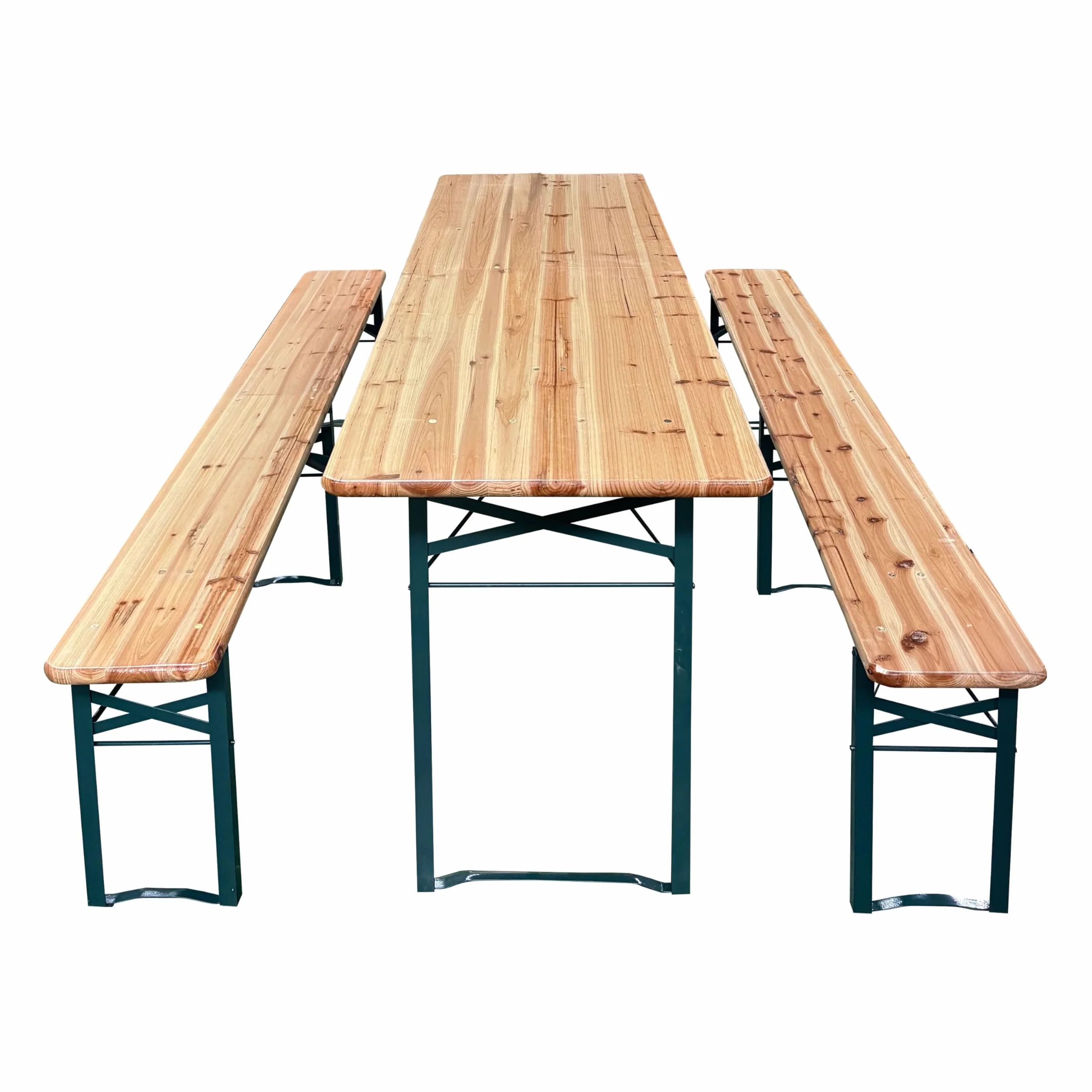 AXI Toon Ensemble de Table et Bancs de Brasserie Acier Bois Pliant 220x60x76 cm