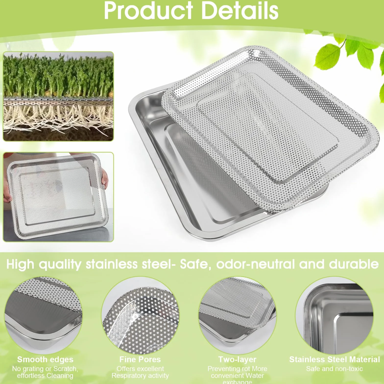 2 in 1 Bocal de Germination avec Tamis 32 x 22 cm, Graines à germer Bio, Culture hydroponique pour Germes, Herbe à Chat, Cresson et Micro-Verts