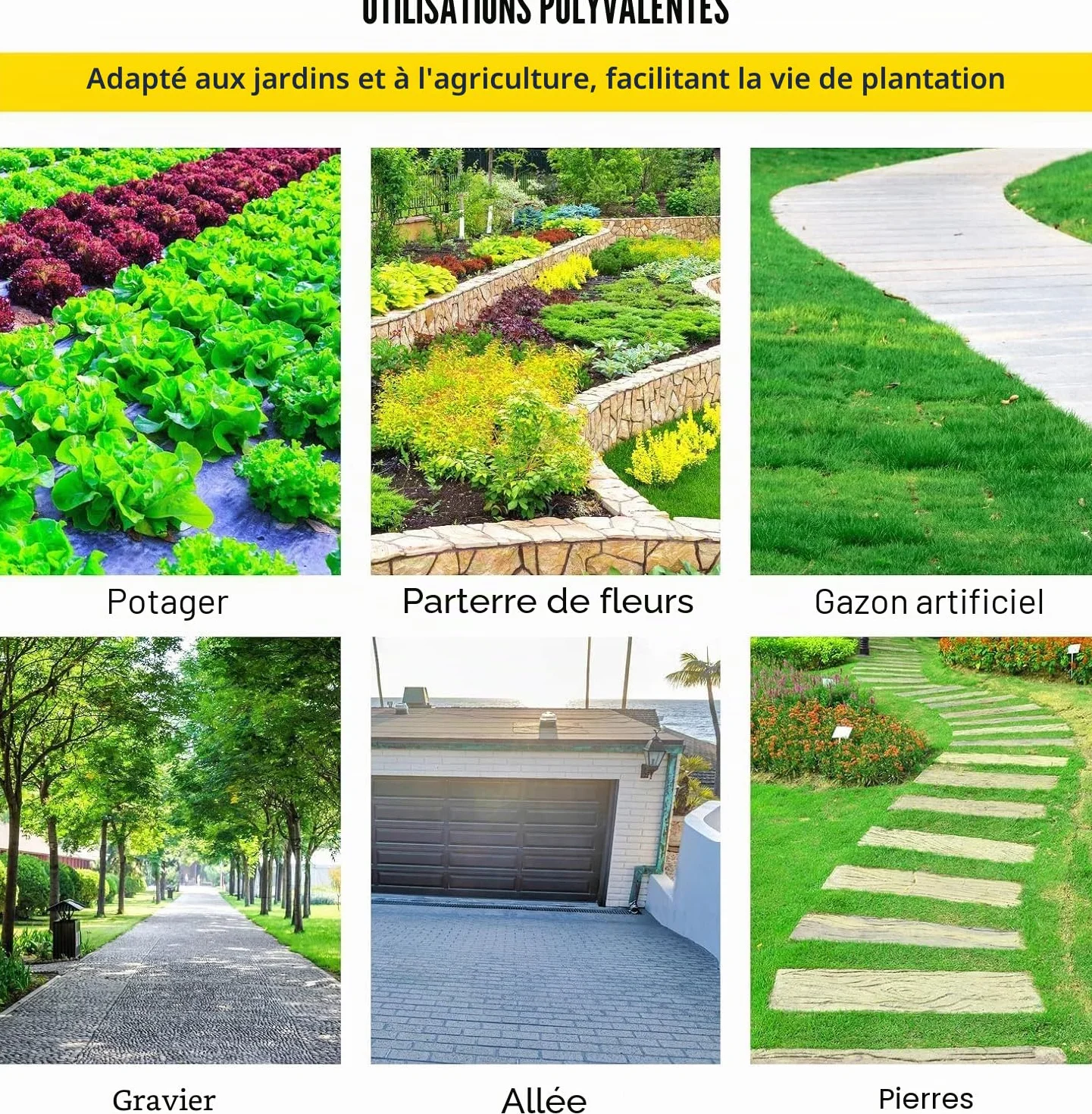 VEVOR Toile de Paillage 1,2x30,5 m 36,6 ㎡ Anti-Mauvaises Herbes Géotextile Jardin PP Haute Perméabilité 5,8 oz