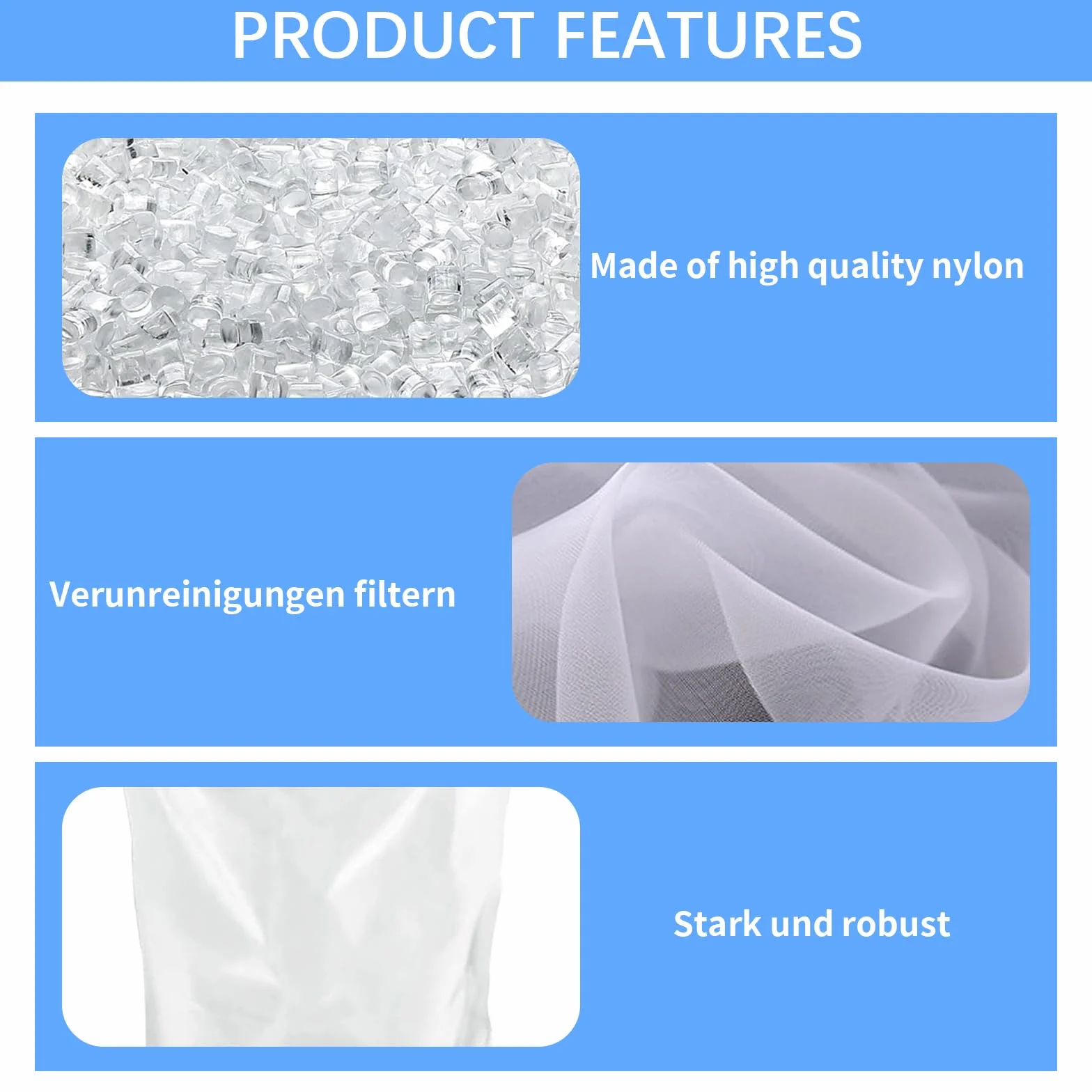 Filtre IBC en Nylon 6 Pièces Lavable, Filtres de Couvercle en Maille pour Réservoirs d'Eau de Pluie