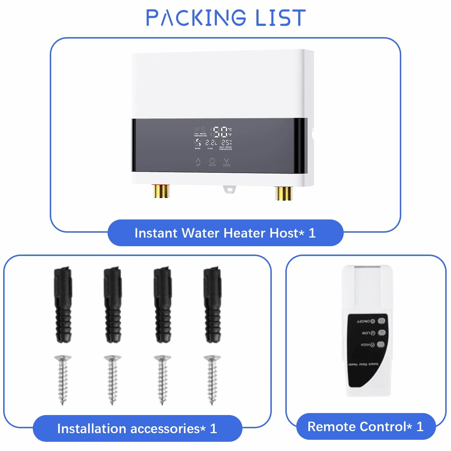 Chauffe-Eau Instantané 6000W Sans Réservoir Économie d'Énergie avec Télécommande LED Blanc