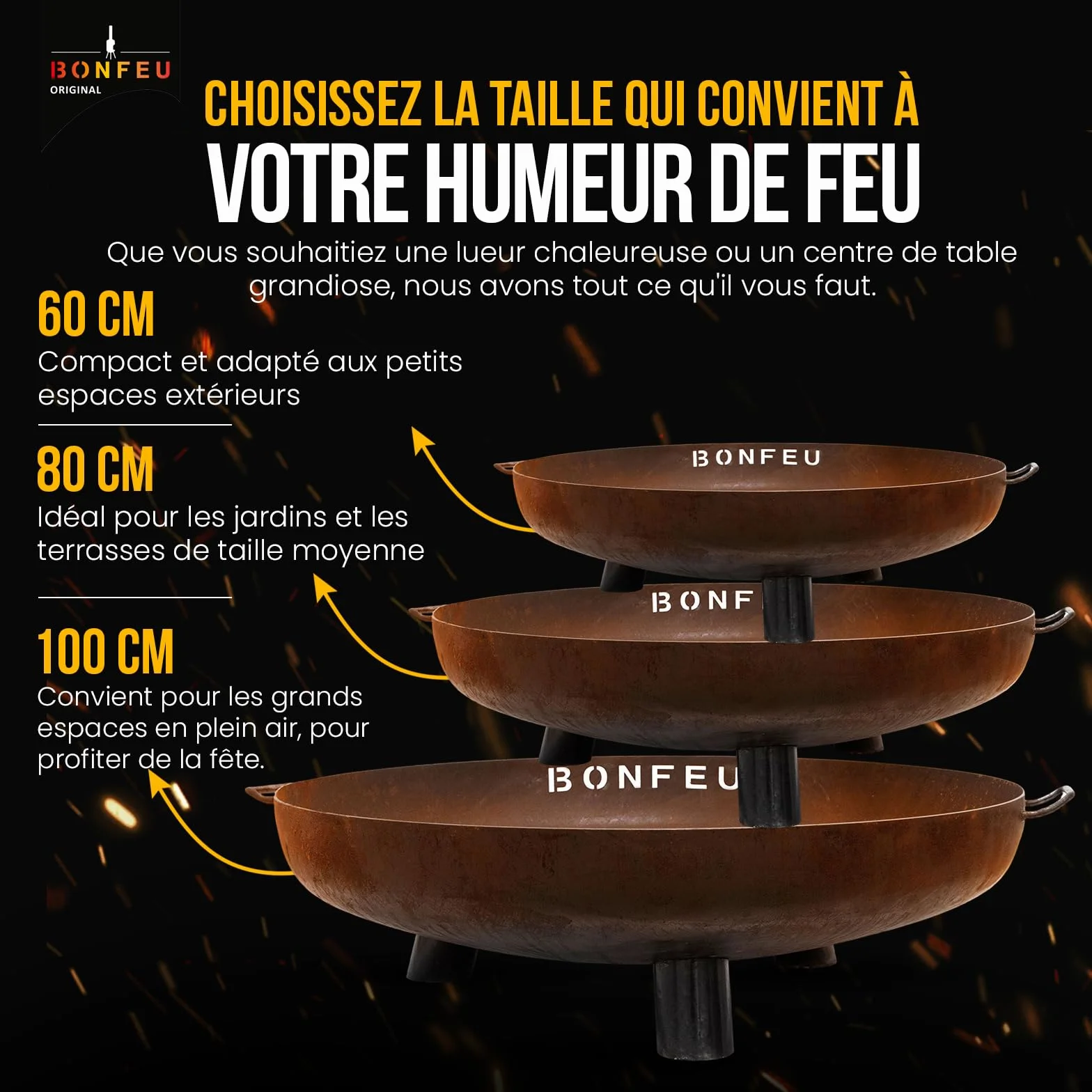BonFeu BonBowl Plus Brasero Exterieur Barbecue Plancha Ø 80 cm Acier Corten