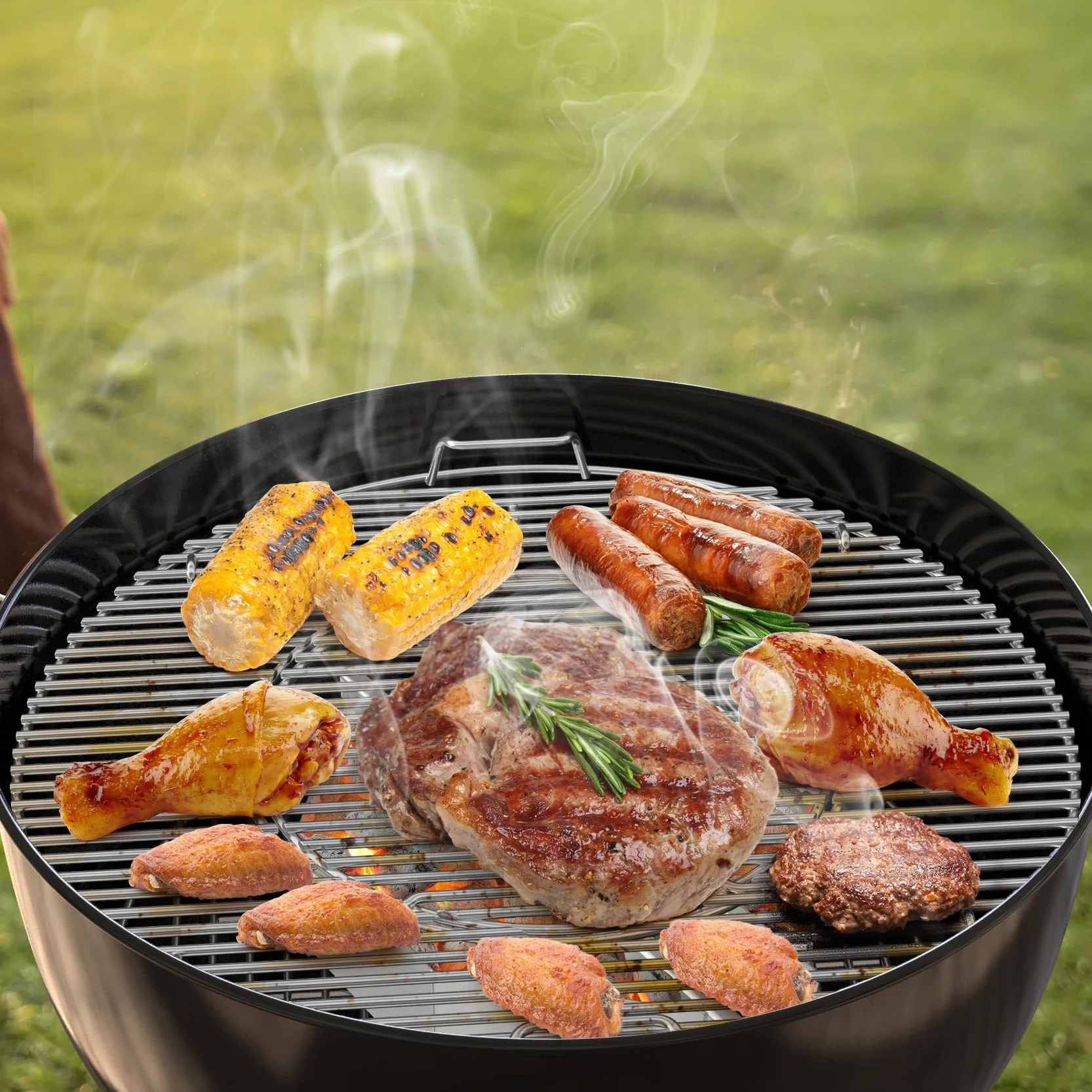 Onlyfire Panier à Charbon Acier Inoxydable pour Weber Kettle 57 cm, 2 Pièces