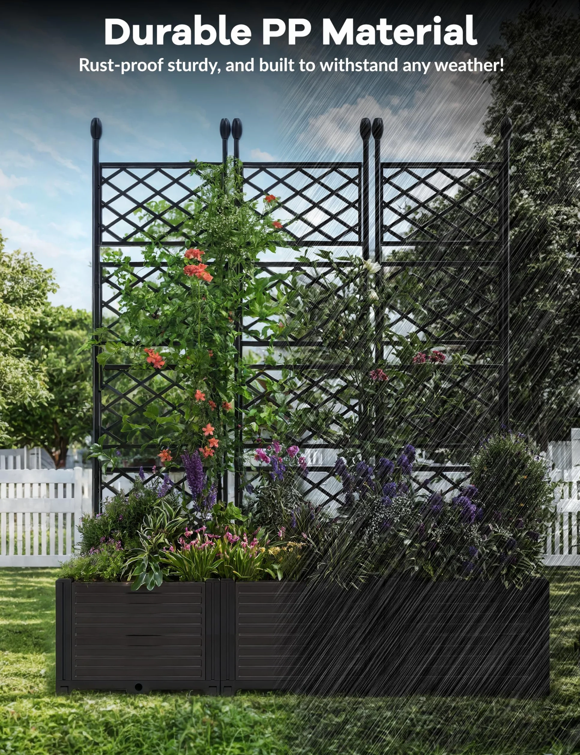 Acekool Hochbeet pour Plantes d'escalade, PP, Ensemble en 3 Parties